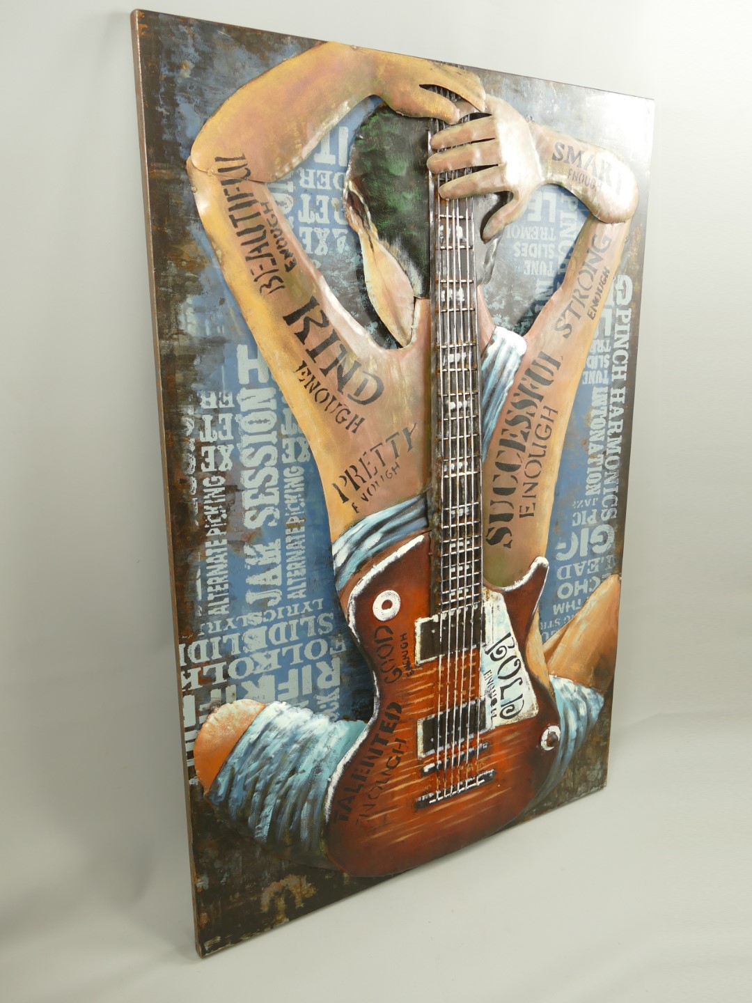 (*) Metallbild (3D) Frau mit Gitarre H.120x80cm
