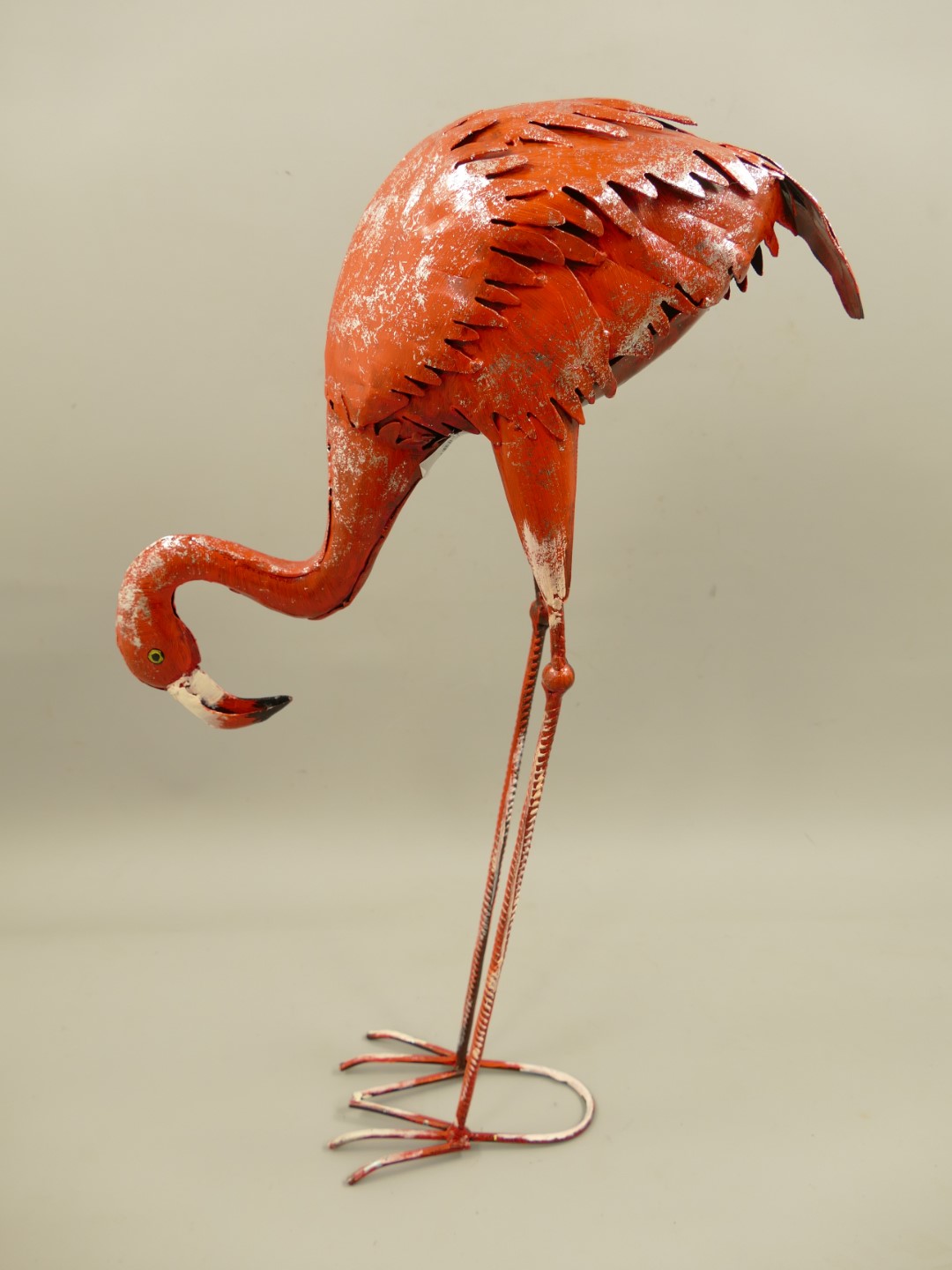 Flamingo Eisen Rose farbig H.66cm