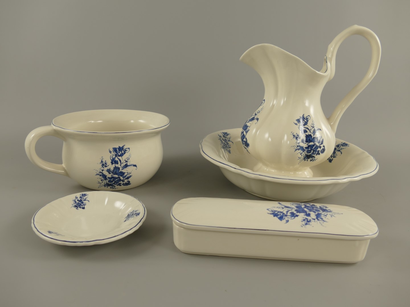 *NT Waschset 5tlg. Porzellan Blau blume H.35cm SET