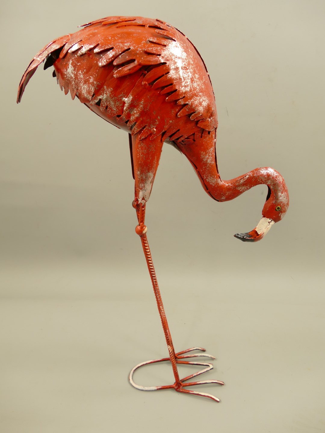Flamingo Eisen Rose farbig H.66cm