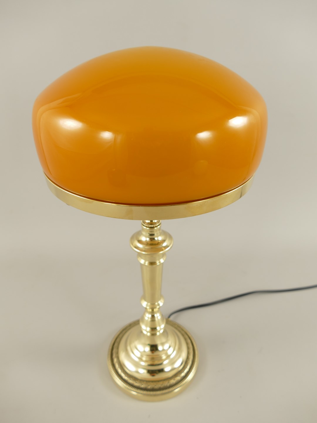 Pilzlampe Messing (Glas farb. Cognac) H.40cm