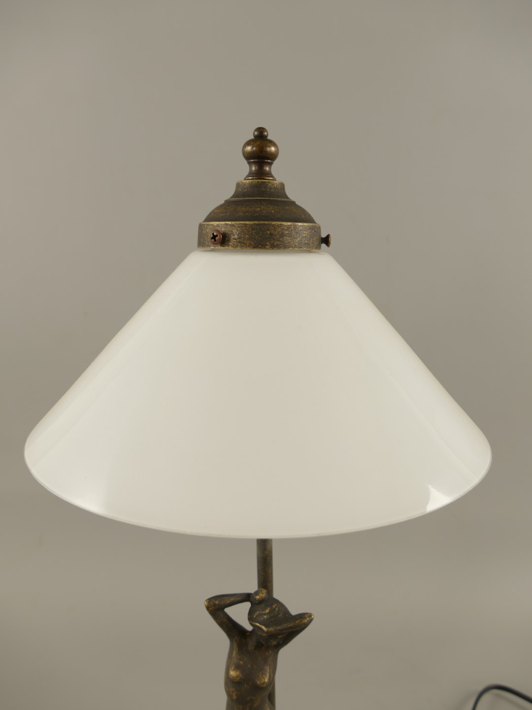 Lampe Messing brün. Schirm(160.100W25) H.49cm
