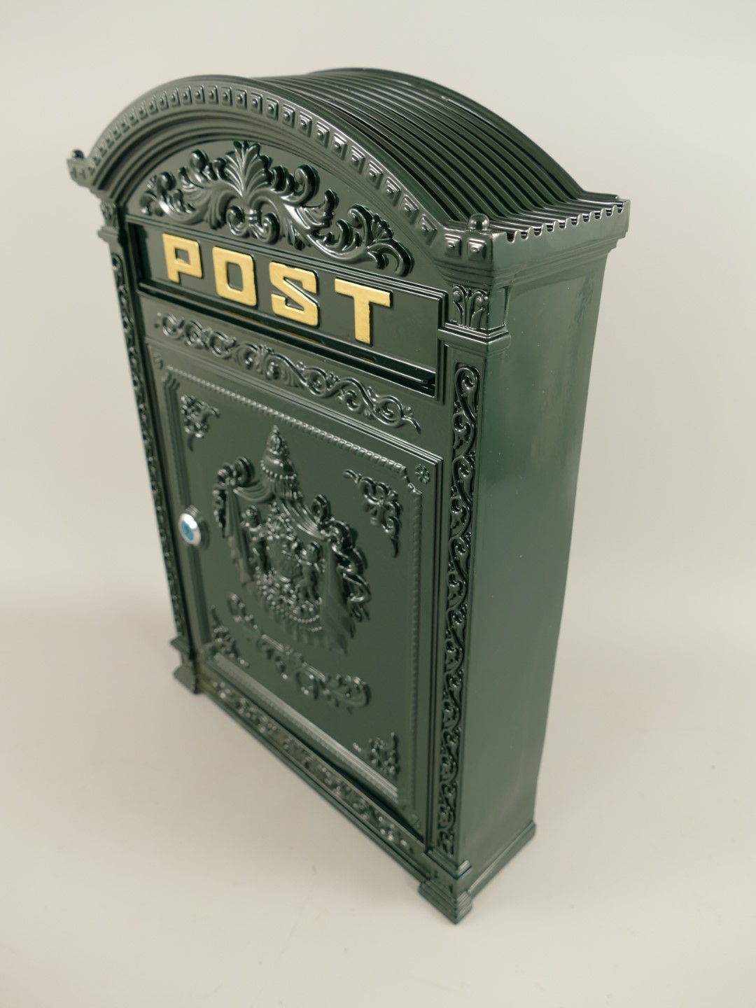 Wandbriefkasten Alu/eckig grün H.45cm