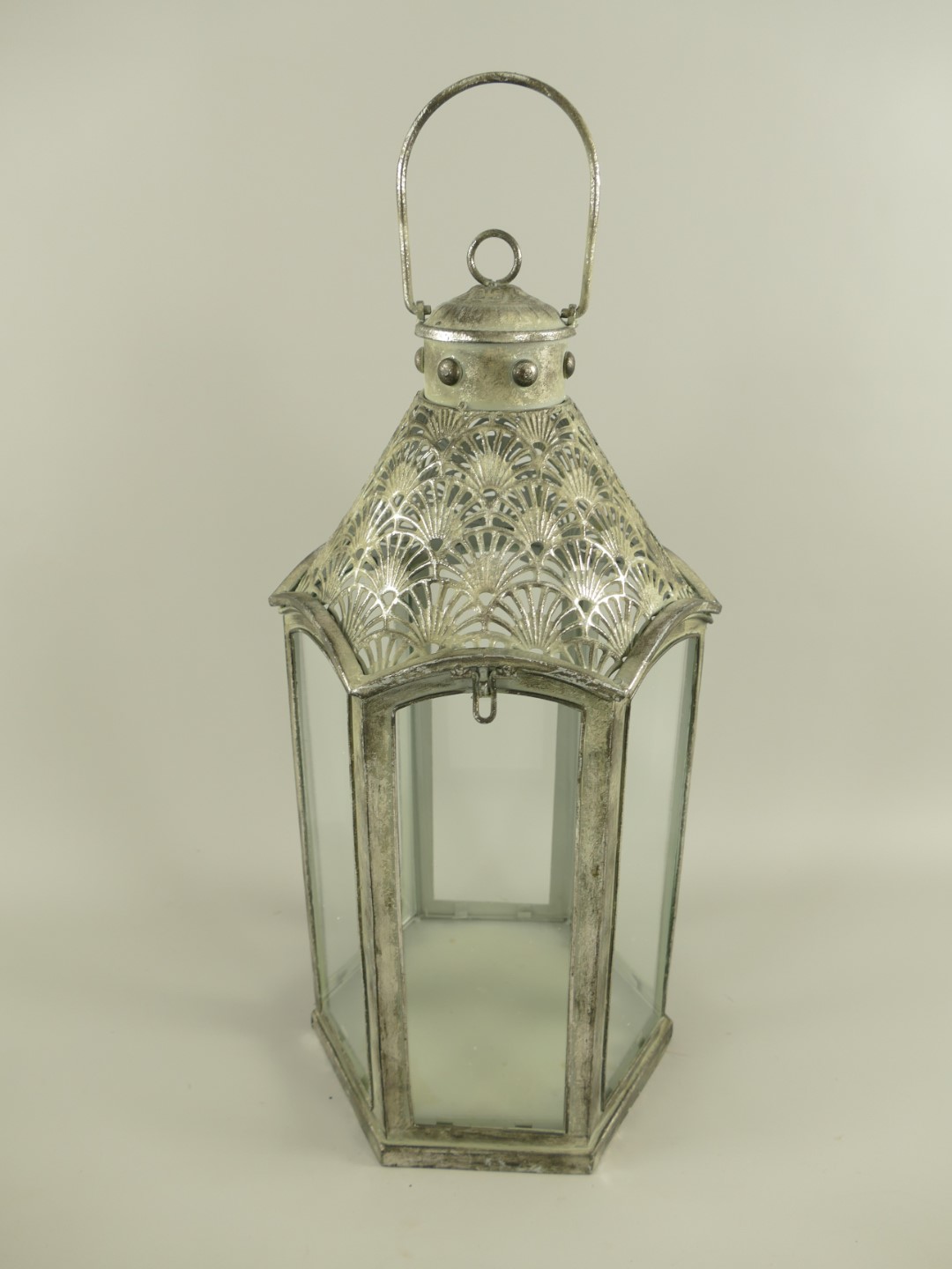 (*)Laterne silber Eisen farbe H.60cm