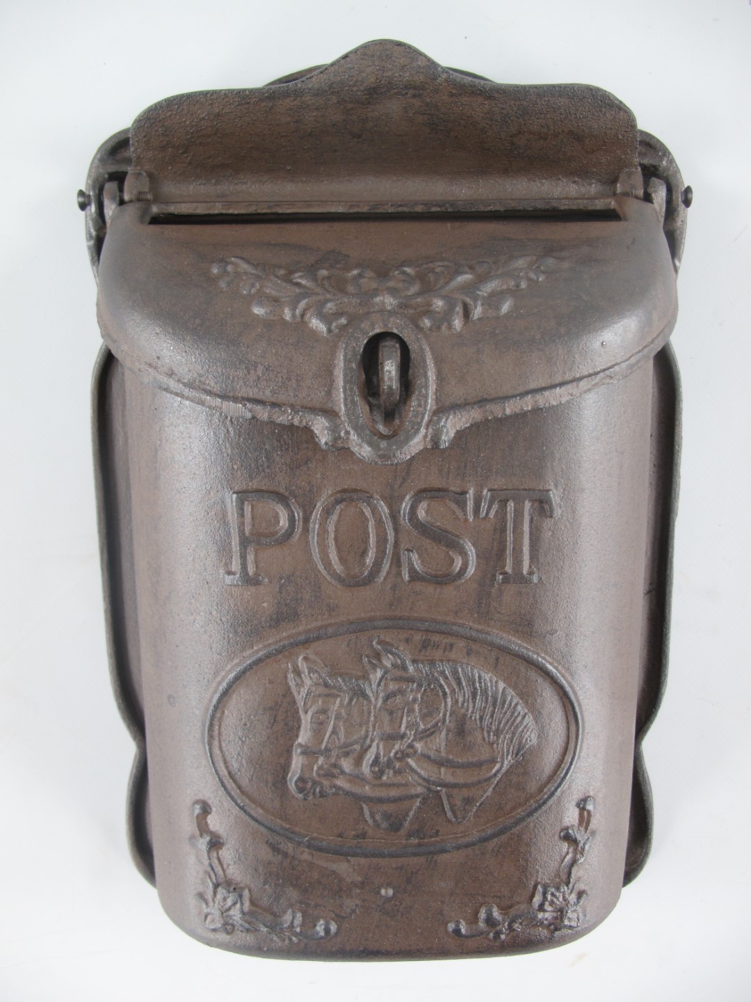 Wandbriefkasten Gußeisen rustikal braun H.40x26cm
