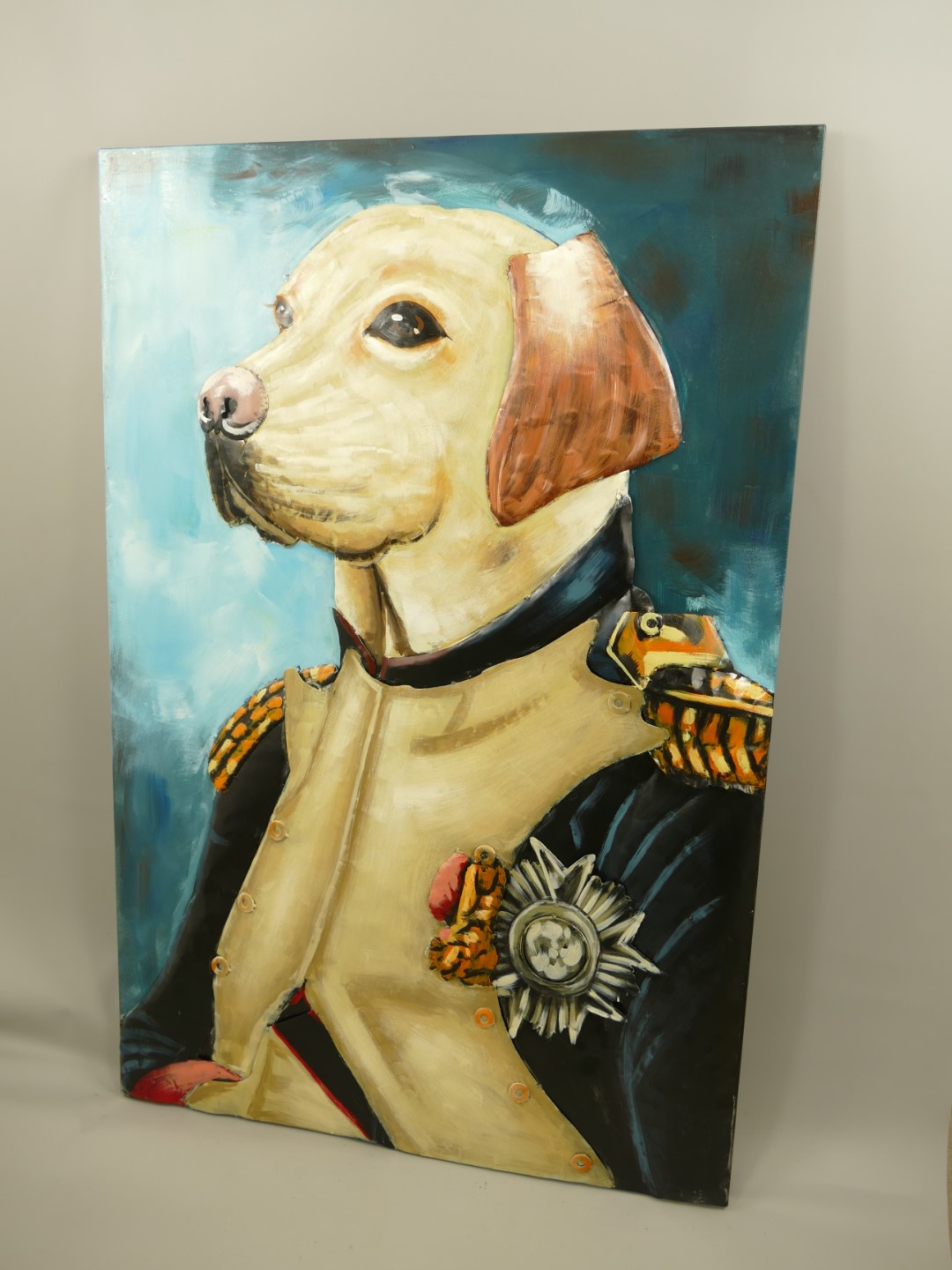 #(*) Metallbild (3D) Eisen Hund H.120x80cm