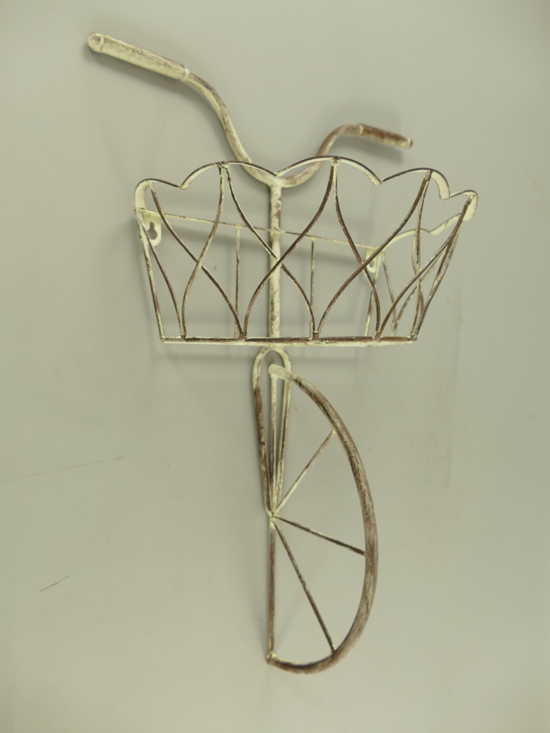 Wandblumenhanger FAHRRAD weiss rustikal H.56cm
