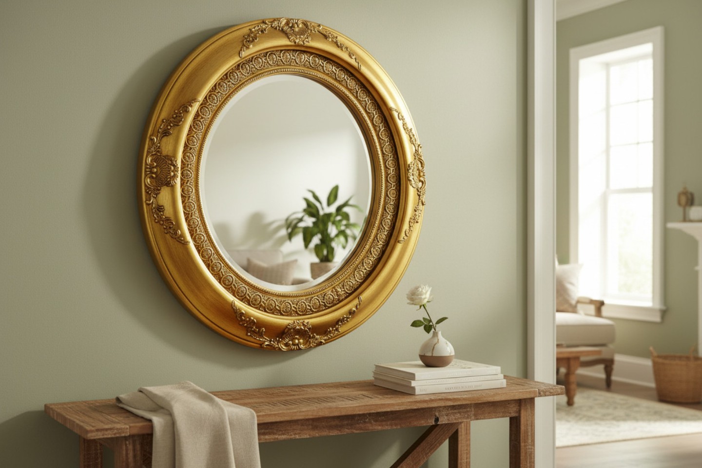 (*)*NT Spiegel gold geschliffen H.87x77cm