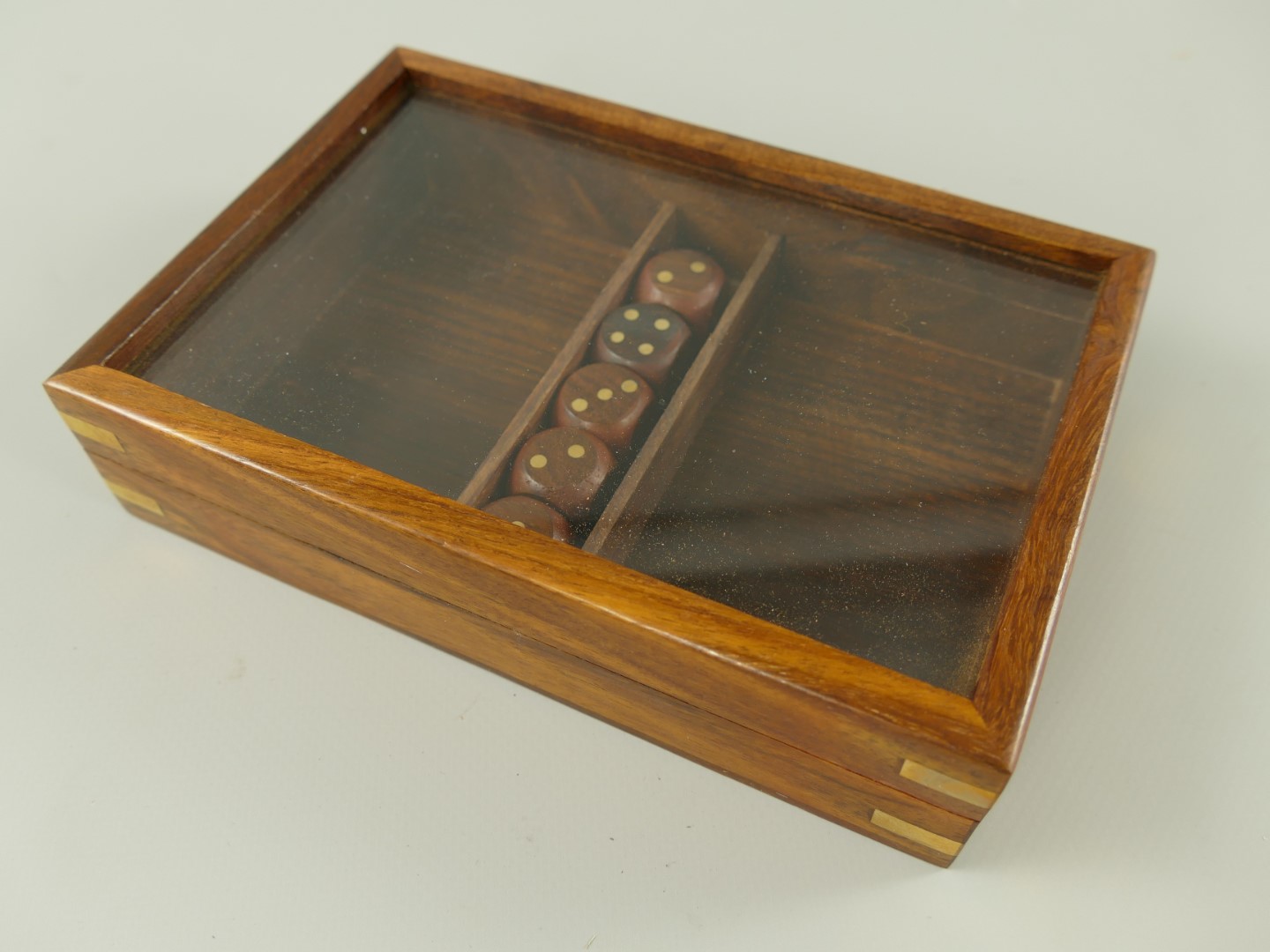 Spielkarten Holzbox Würfel (5x) L.18x12cm