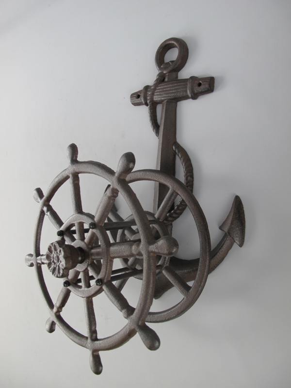 Schlauchhalter Gußeisen rustikal braun H.50cm