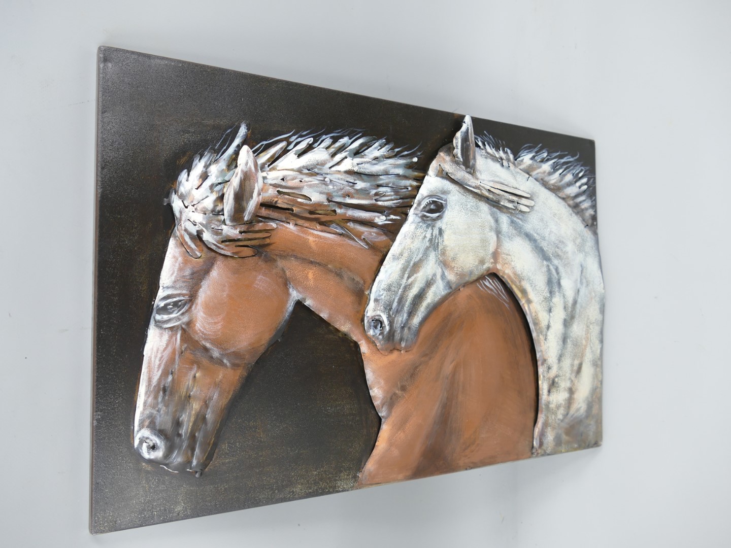 (*)Metallbild (3D) Eisen Pferd L.60cm