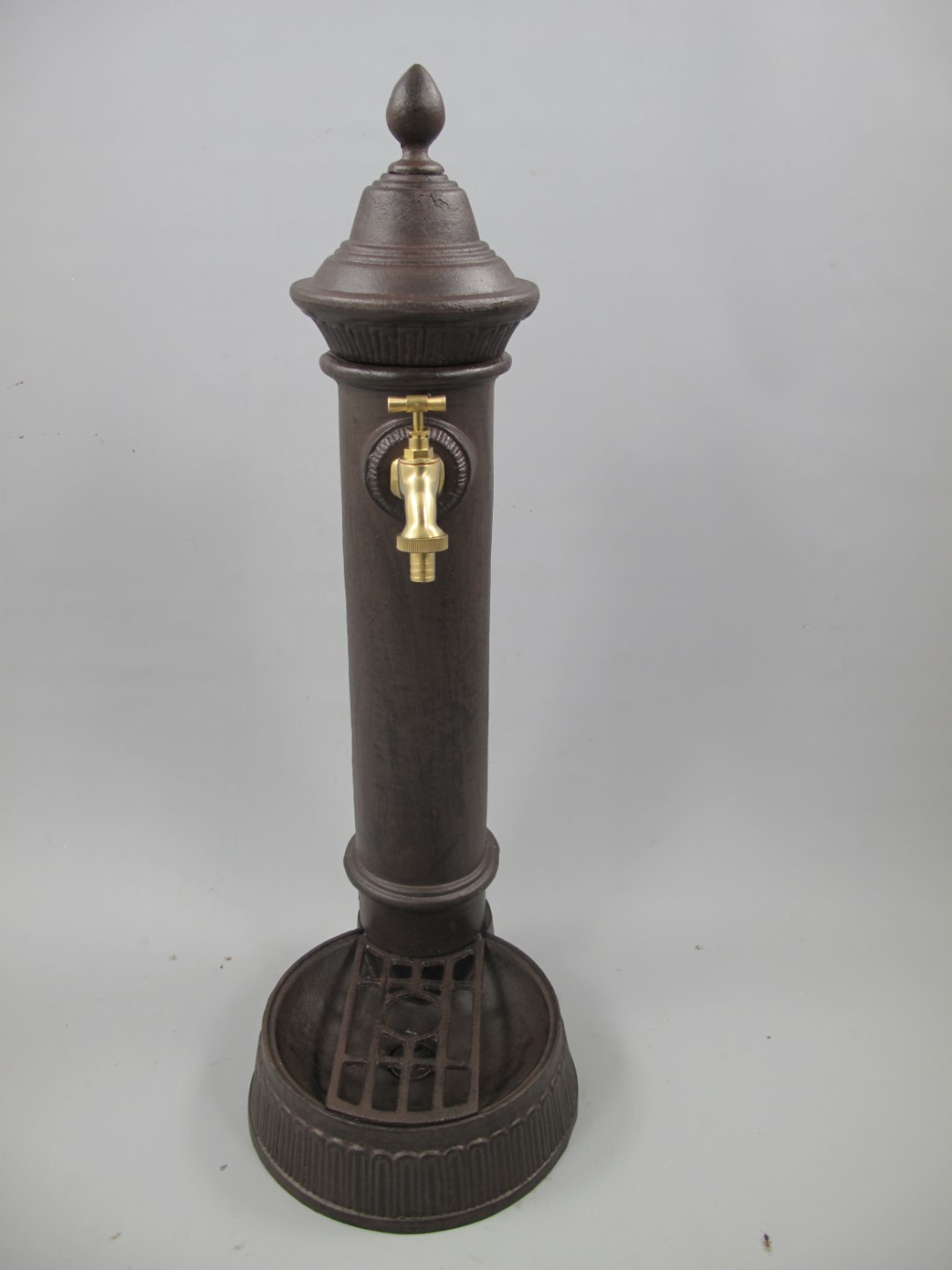 Zapfsäule Rund Alu. rust. braun Mes. Hahn H.75cm