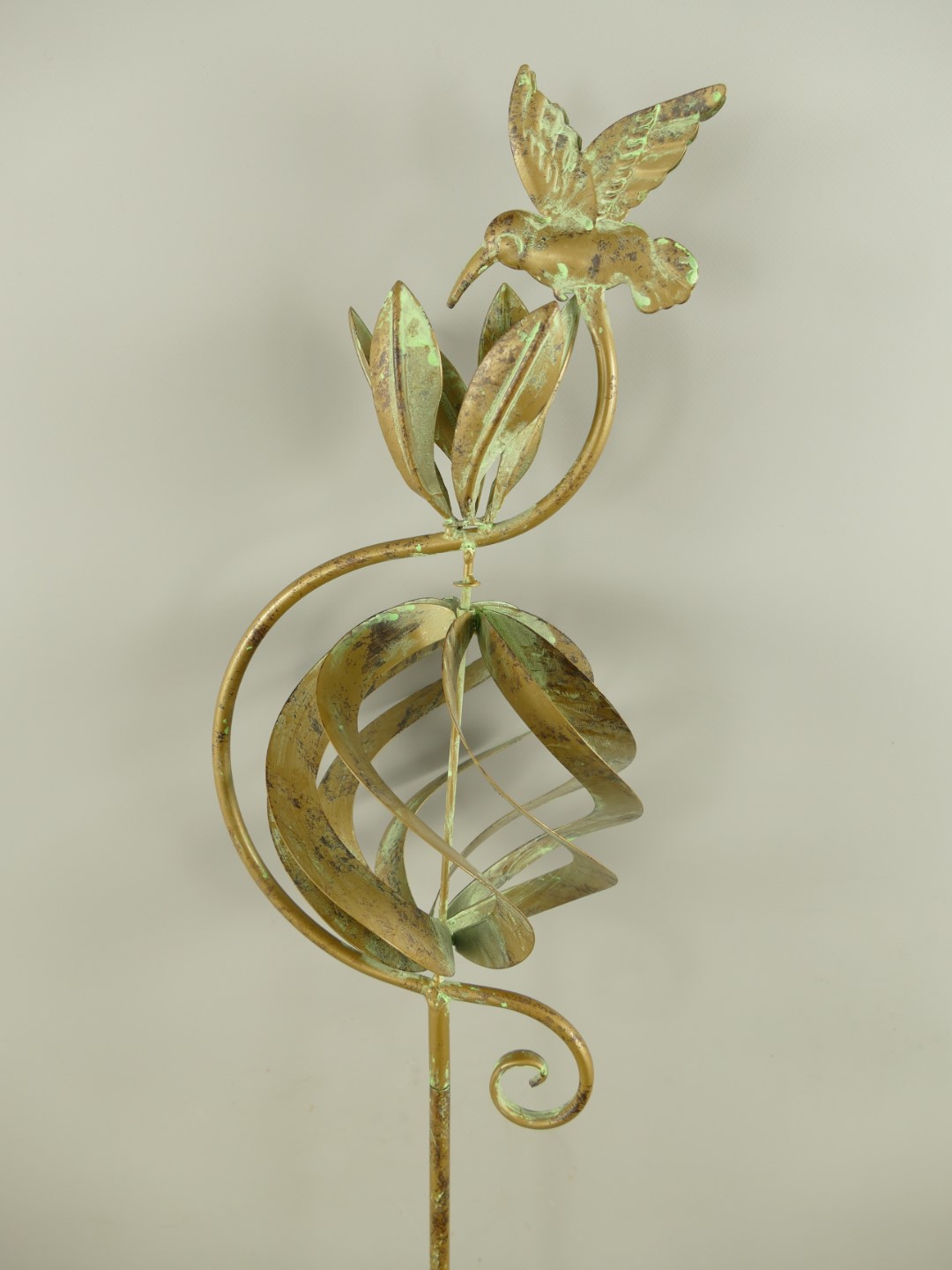 Wind Spinner Eisen Grün farbig H.160x28cm