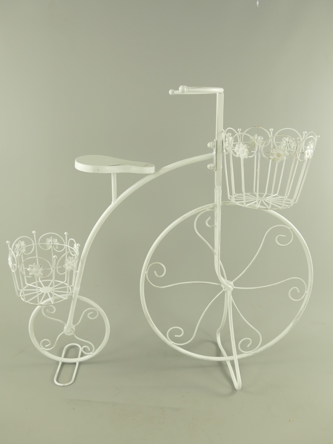(*S) Blumen FAHRRAD rustik weiss L.74cm
