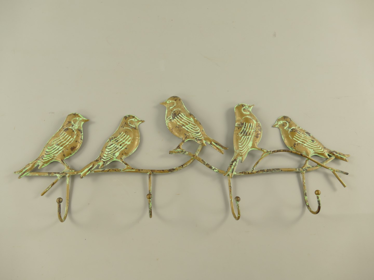 Wandhaken Eisen Vogel Grün farbig L.52cm