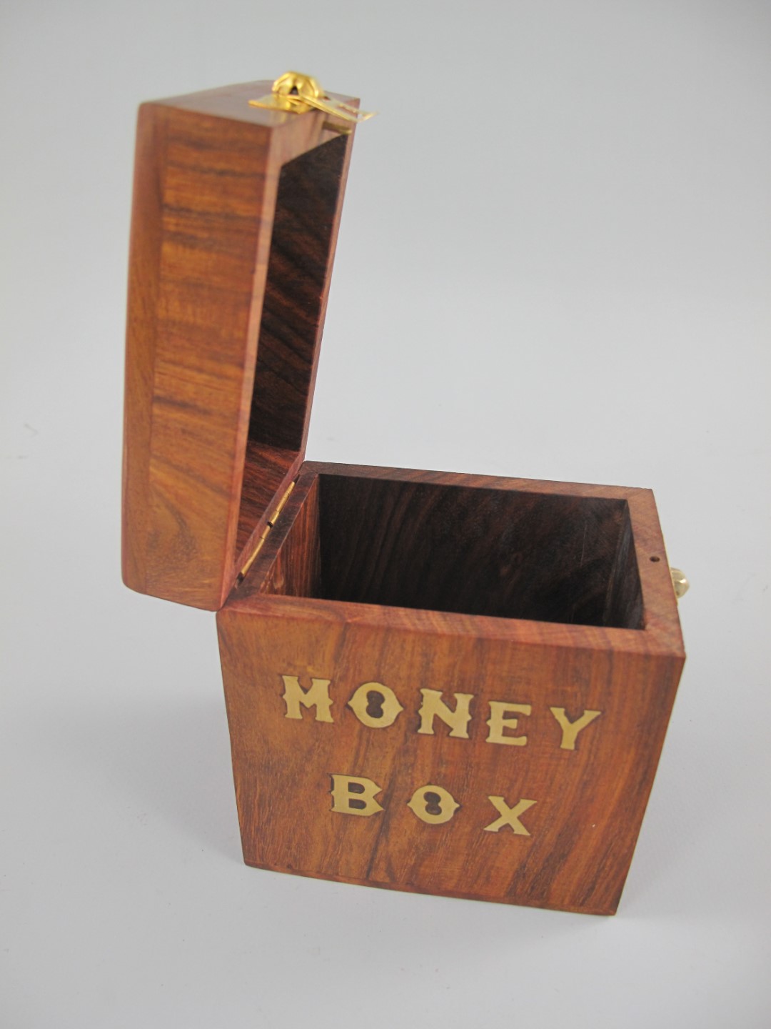 Spardose MONEY BOX Holz/Messing H.12cm