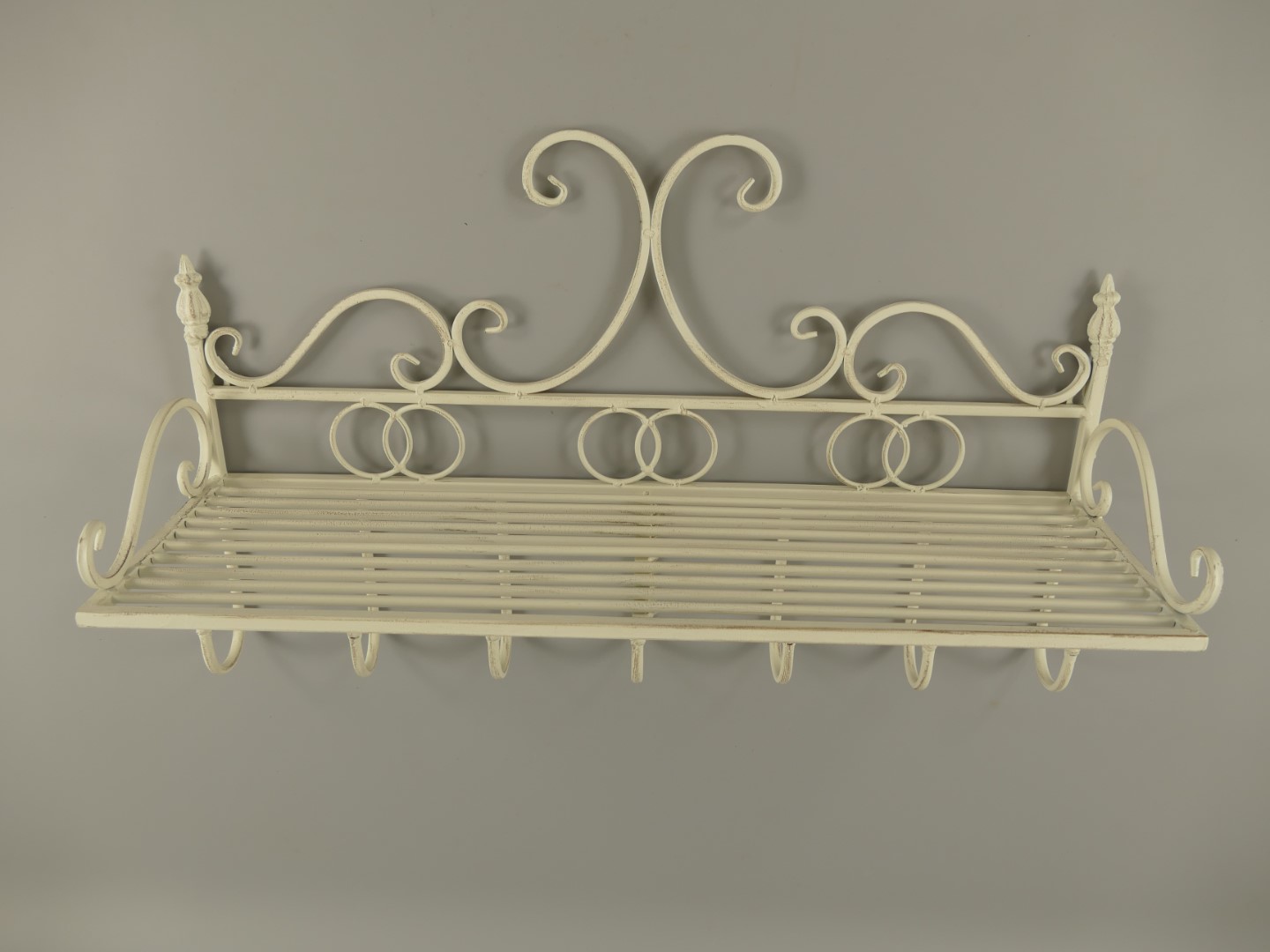 Wandhaken/ablage Eisen rustikal weiss L.65cm