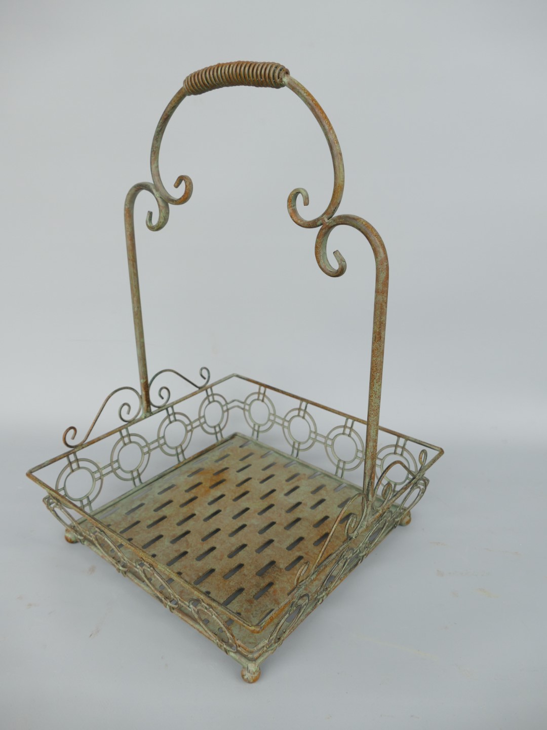 Korbset Eisen rustikal grün Set/2 H.50/43cm