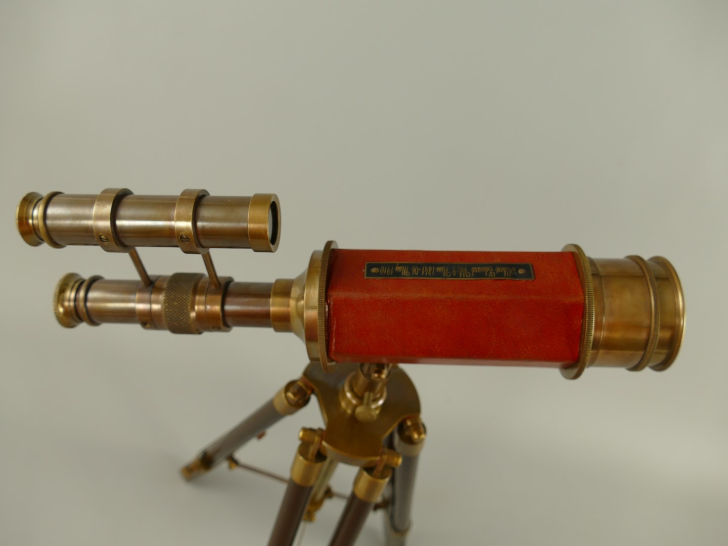 Fernrohr Messing Holz Stativ H.55x29cm