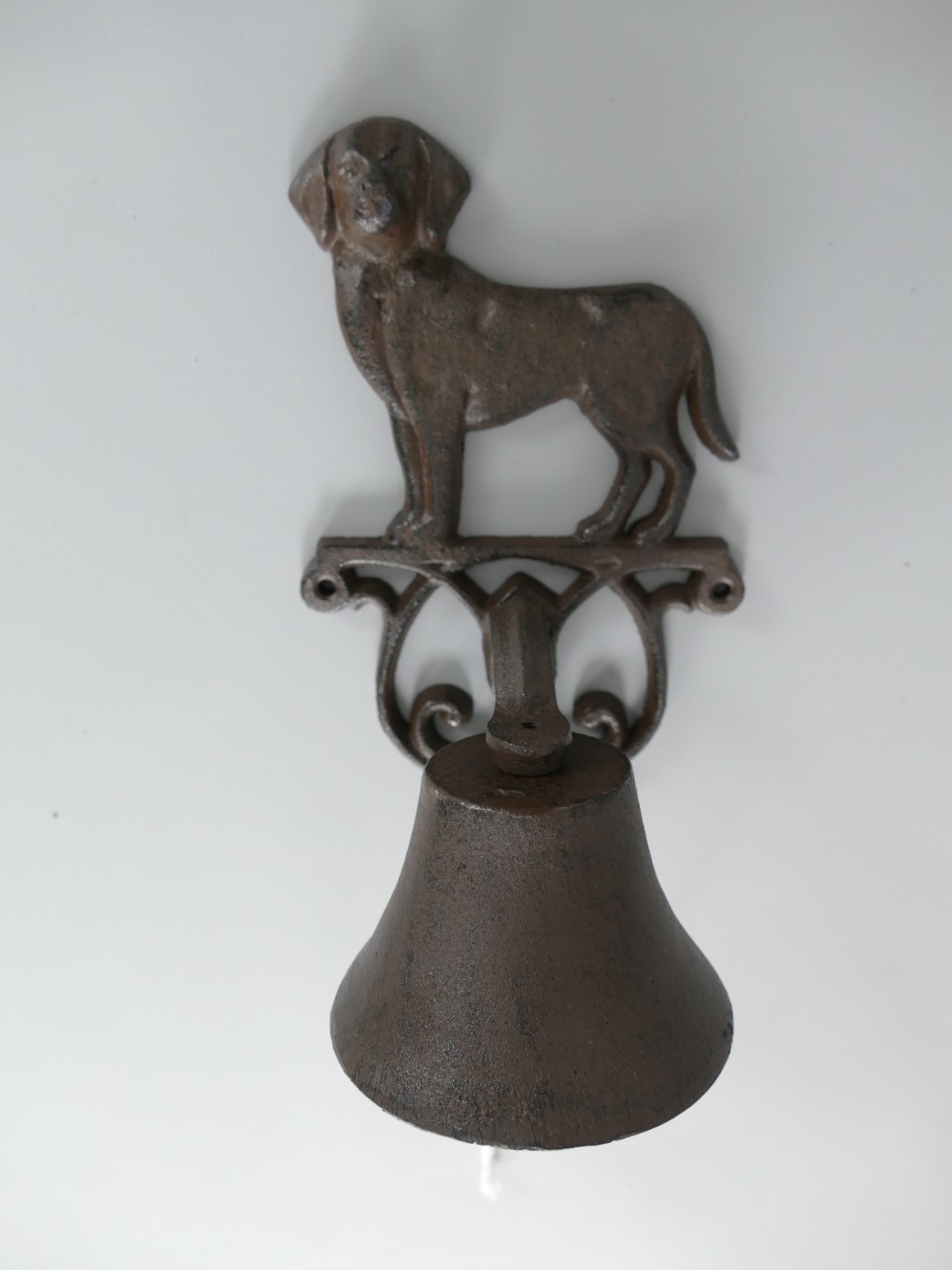 Wandglocke Hund Gußeisen rustikal braun H.24cm