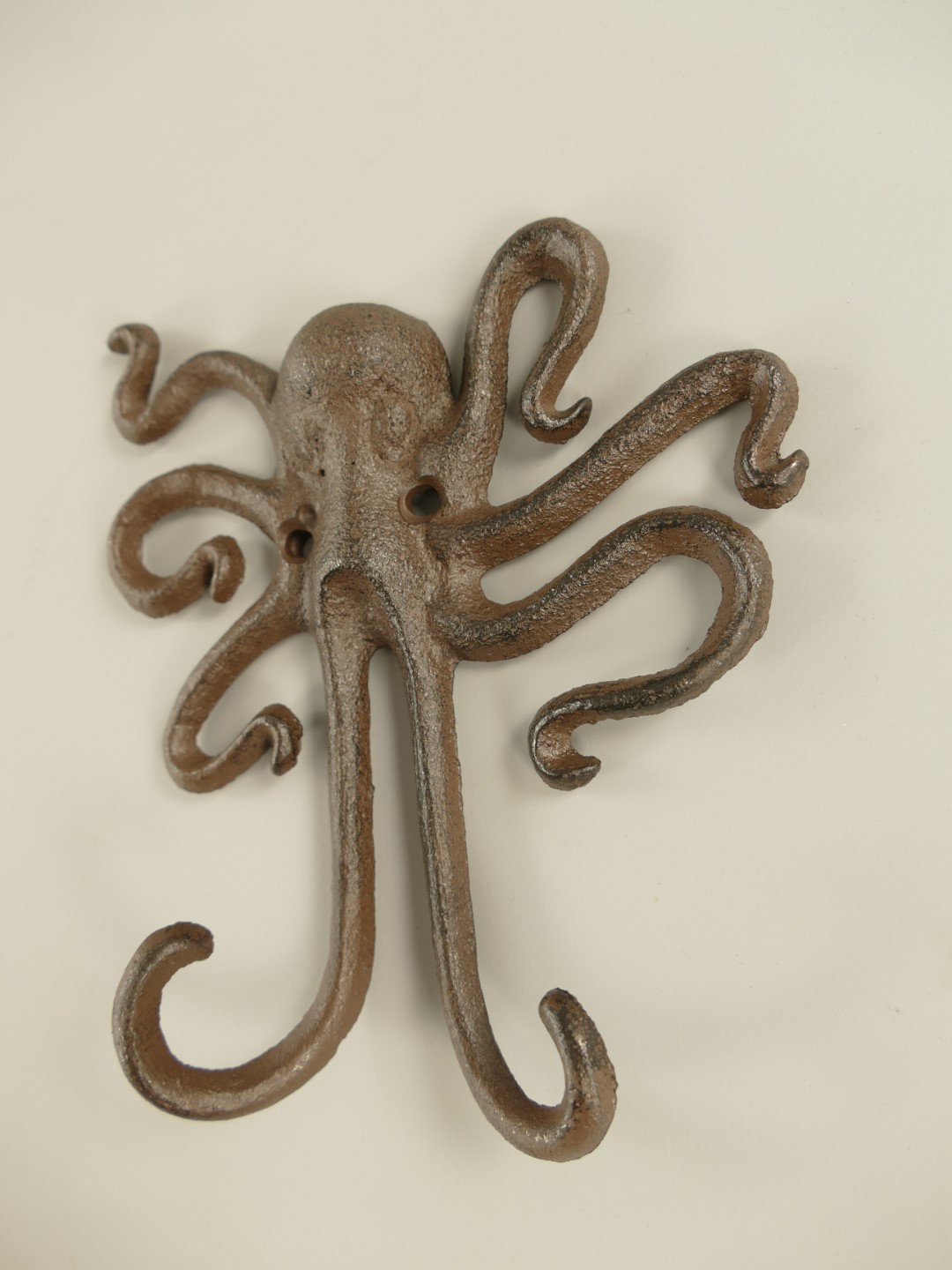 Wandhaken Oktopus Gußeisen rustikal braun H.15cm