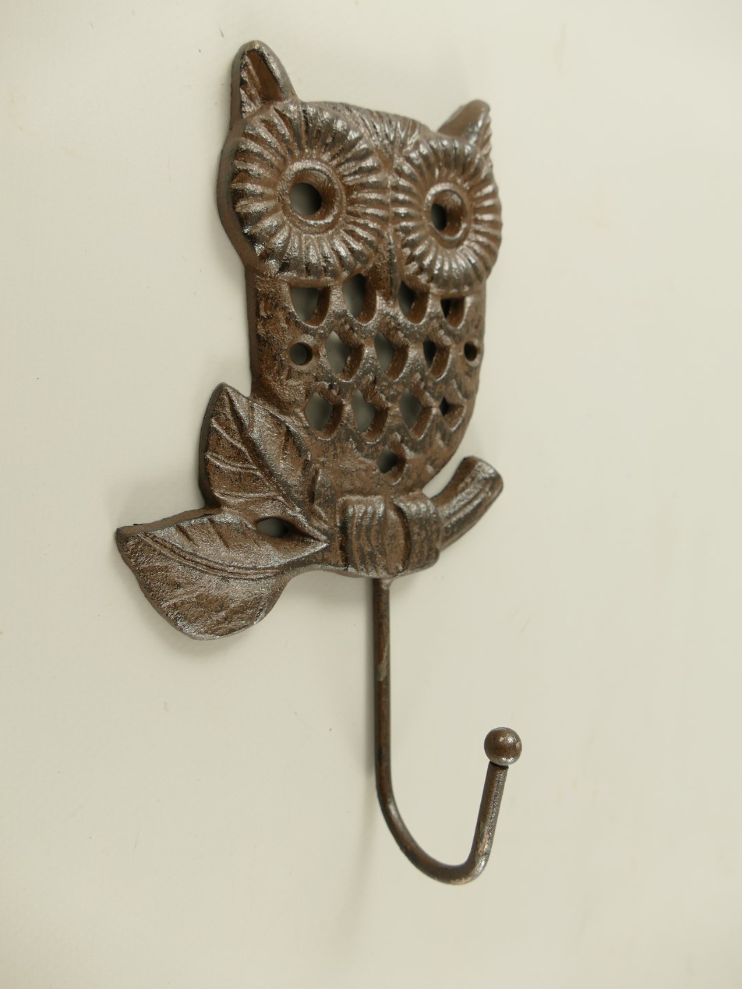 Wandhaken Eule Gußeisen rustikal braun H.20cm