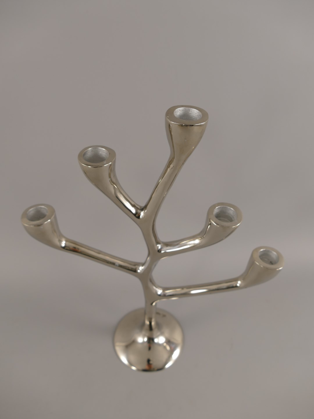 Vernickelter Leuchter 5-Flammig H.35cm