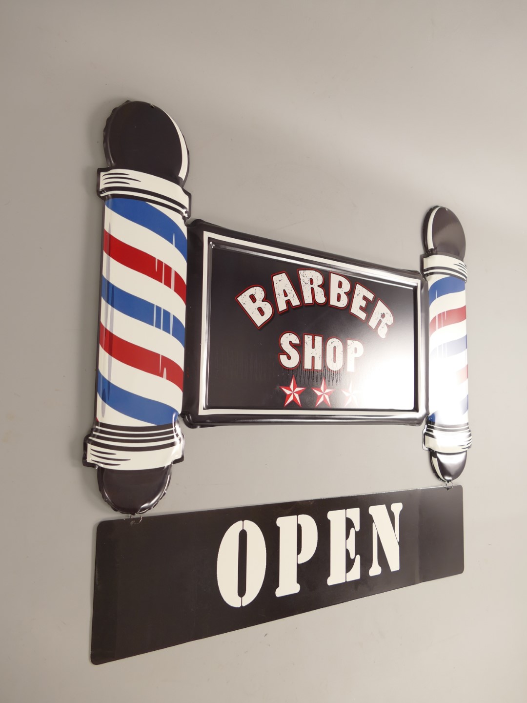 *ANG. Wandschild(Gest.)Eisen Barber Shop H.65x69cm