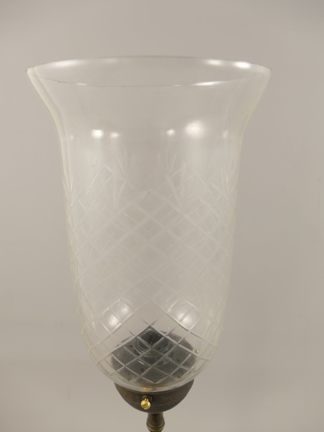 Lampe Messing brün. Schirm(107.GLAS) H.55cm