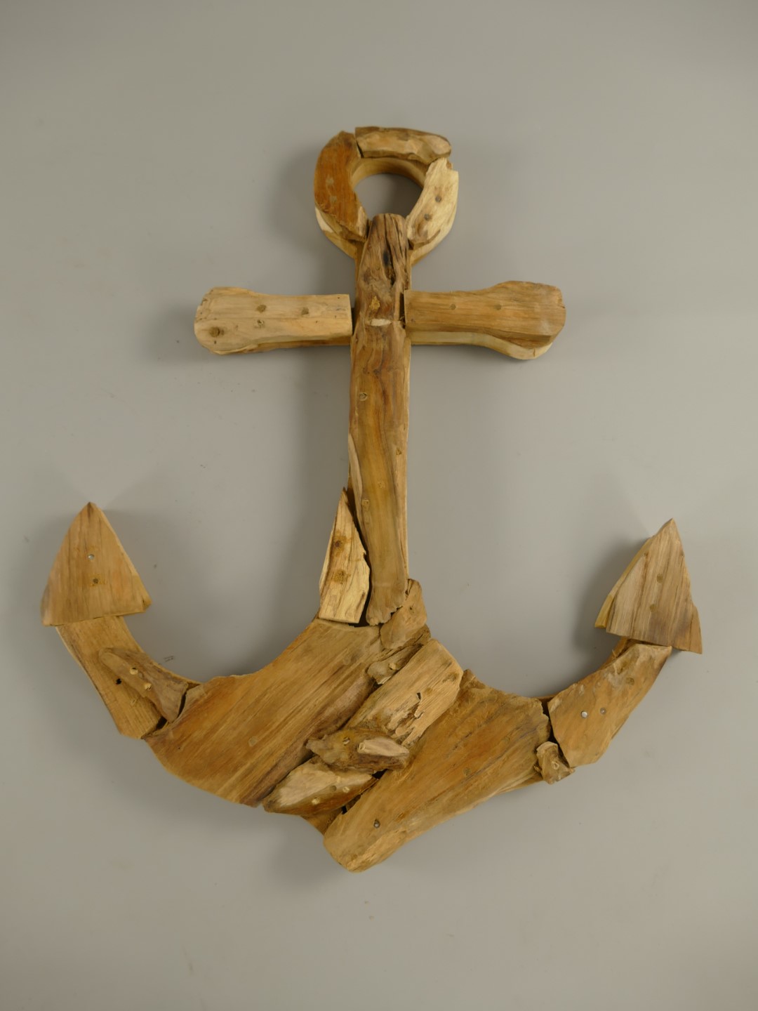 *NT Deko wand Anker Set/3 Teak Holz H.40-80cm