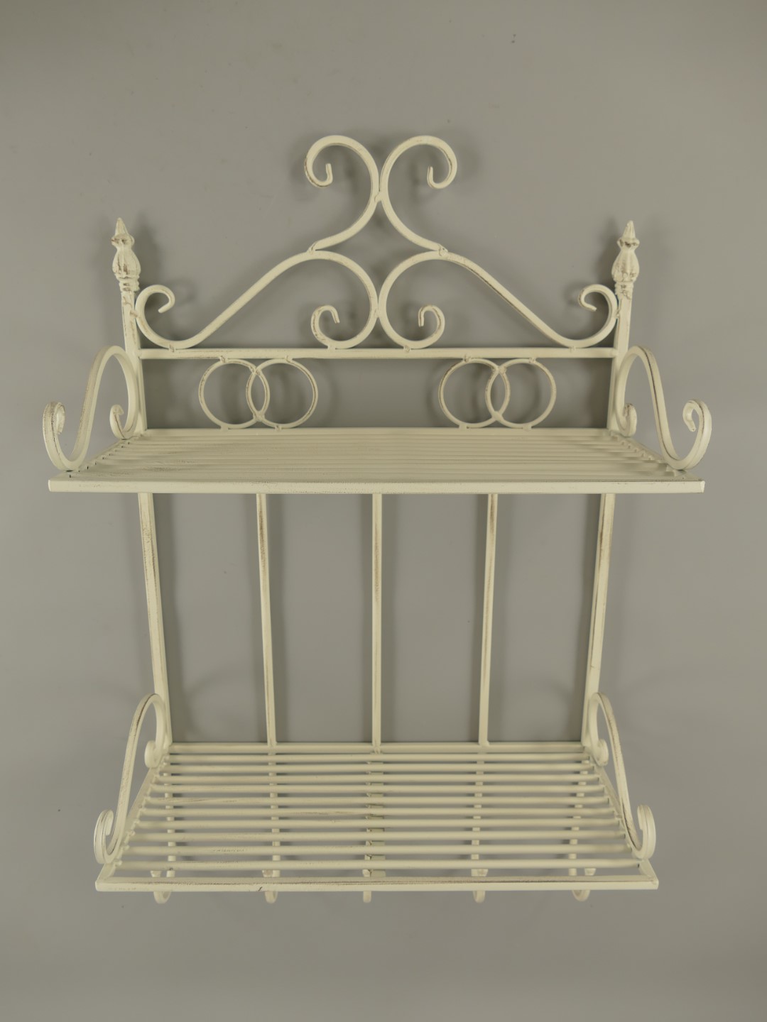 Wandhaken 2-ablagen Eisen rustikal weiss L.42x68cm
