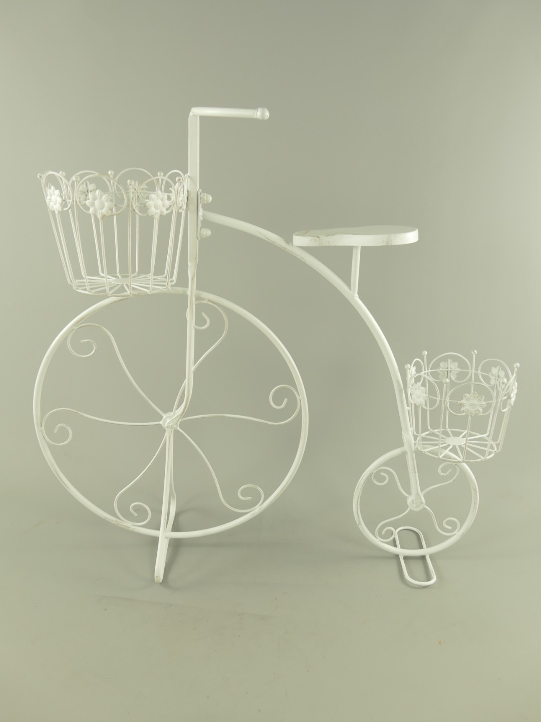 (*S) Blumen FAHRRAD rustik weiss L.74cm