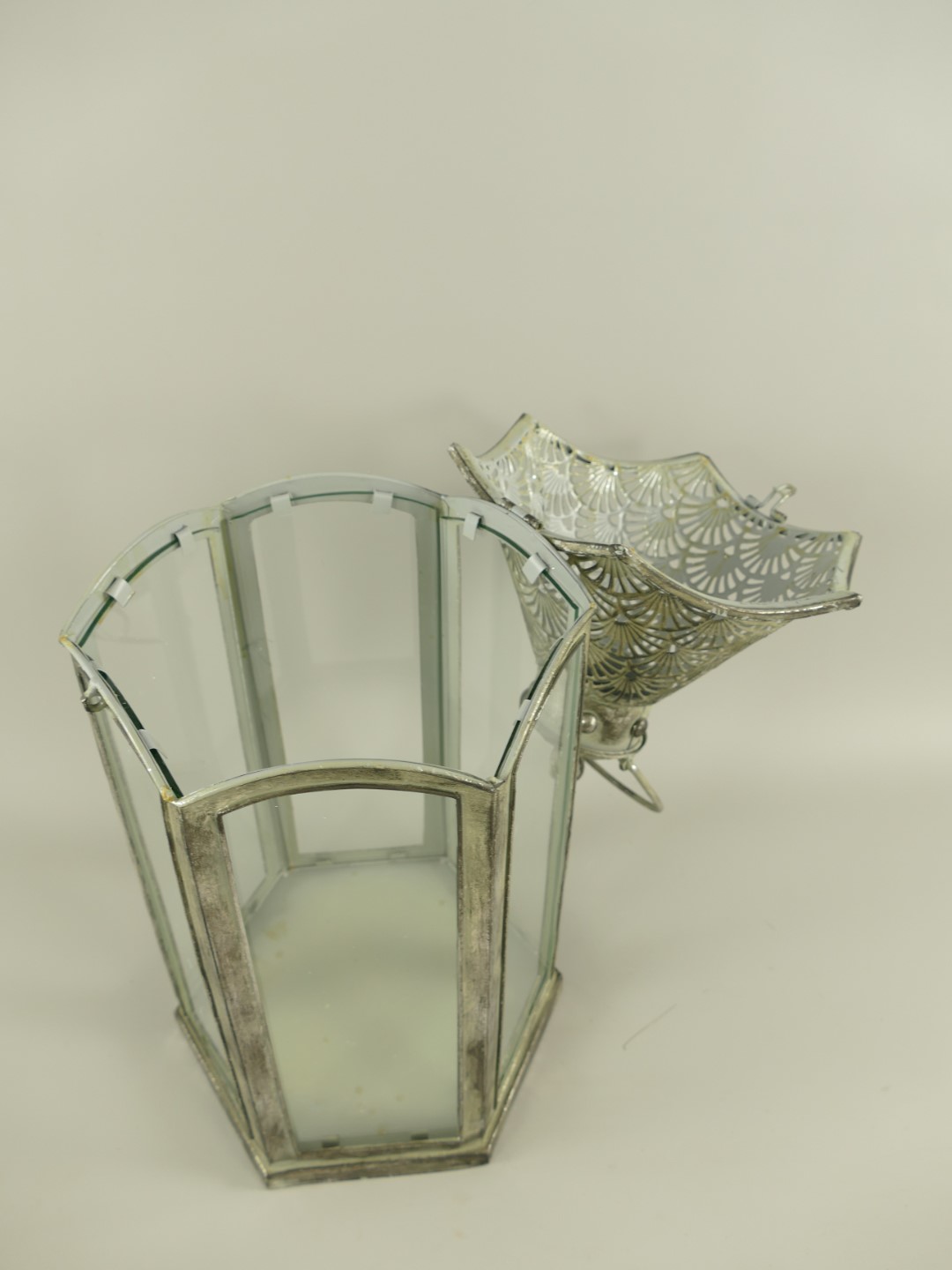 (*)Laterne silber Eisen farbe H.60cm