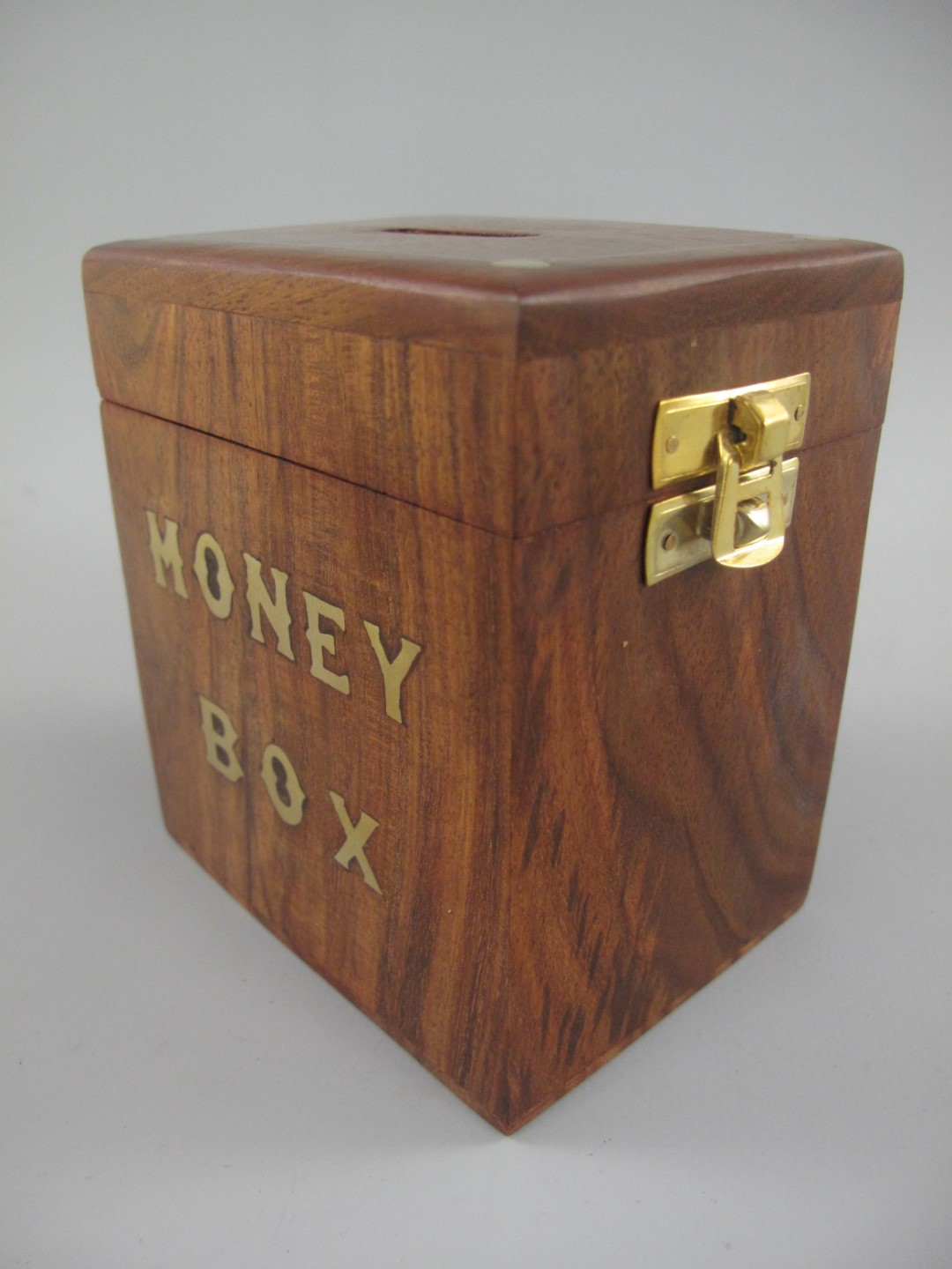 Spardose MONEY BOX Holz/Messing H.12cm