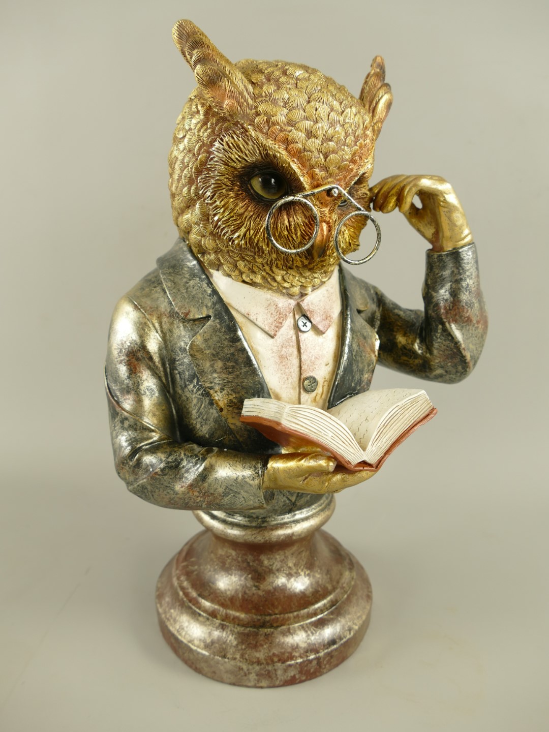 Figur Polystein Eule farbig H.35x22cm