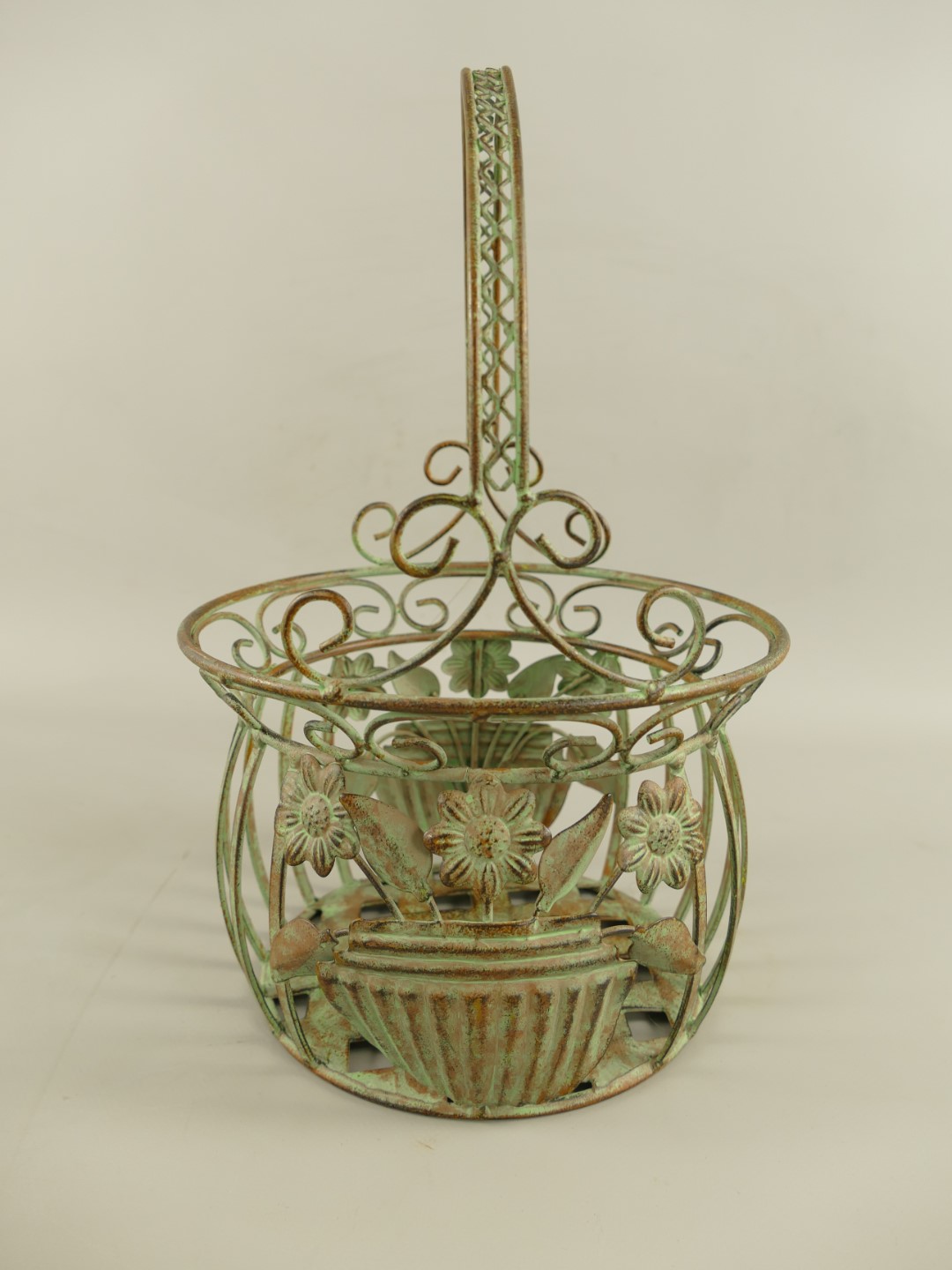 Korbset Eisen grün Set/2 H.32/38cm