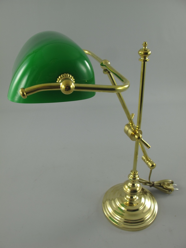 Bankerslampe Messing Glas grün H.50cm