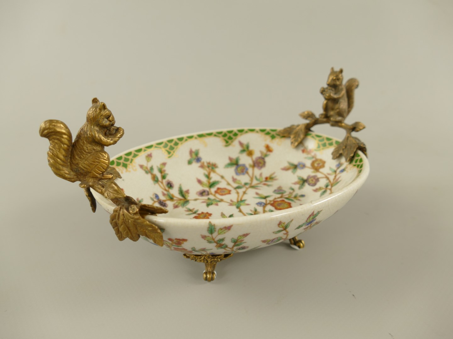 Schale Eichhörnchen Porzellan/Mess. L.20x10cm