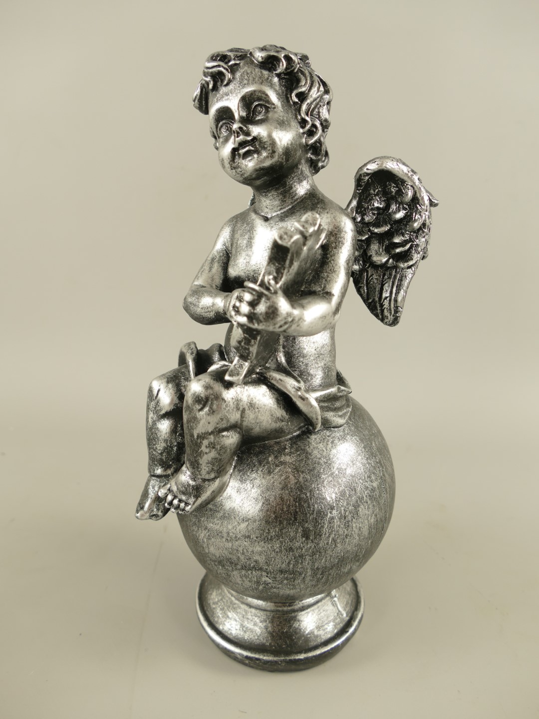 Engel Polystein Silber farbig H.30cm