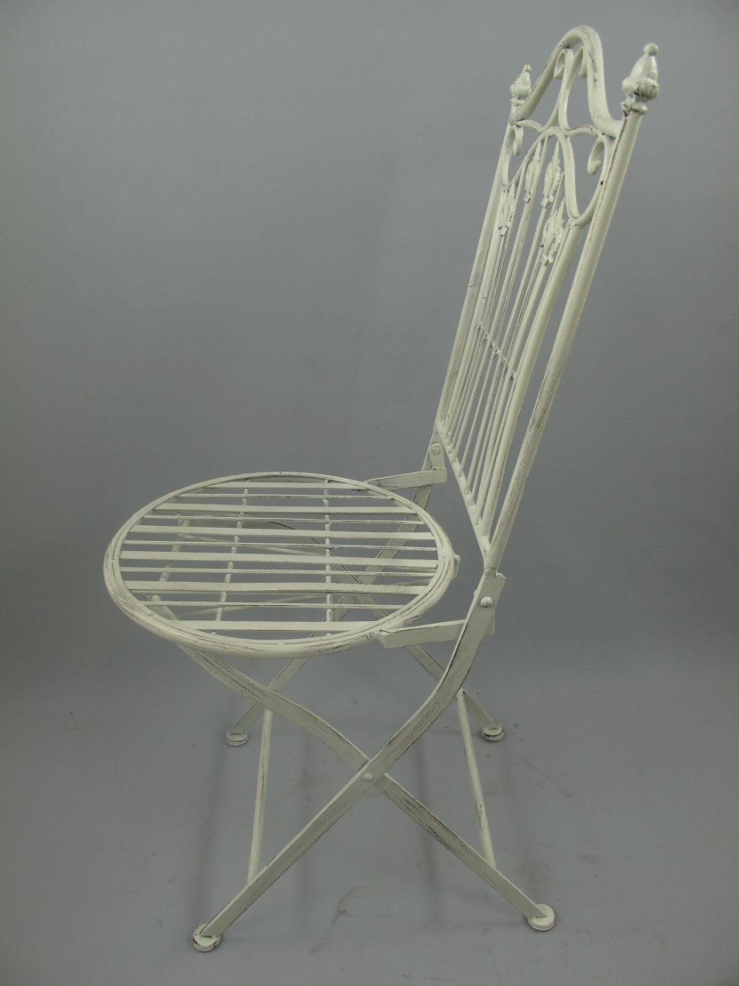 *NT 2Stuhl/Tisch(70) H.93cm Eisen rust. WEISS SET
