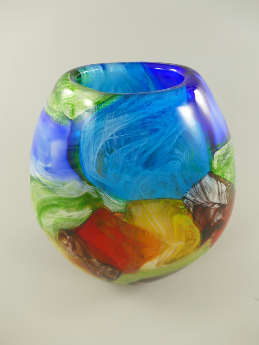 Glas Vase farbe H.34x10cm