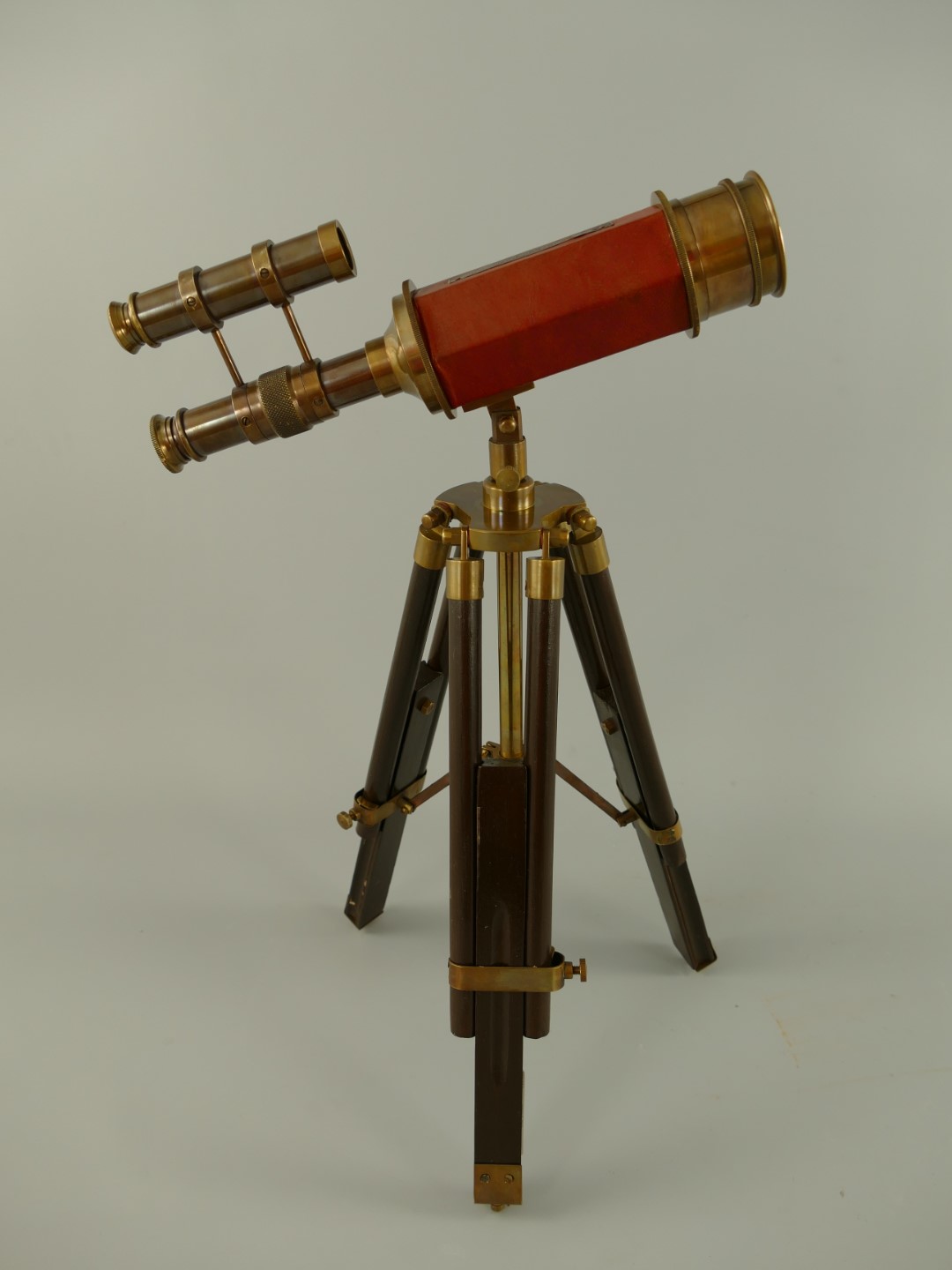 Fernrohr Messing Holz Stativ H.55x29cm