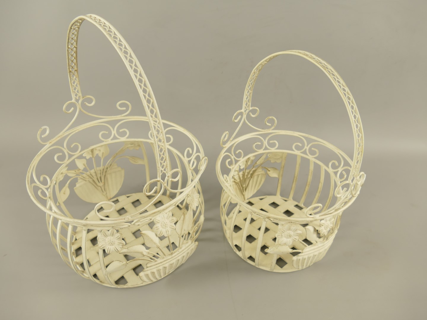 Korbset Eisen weiss Set/2 H.32/38cm