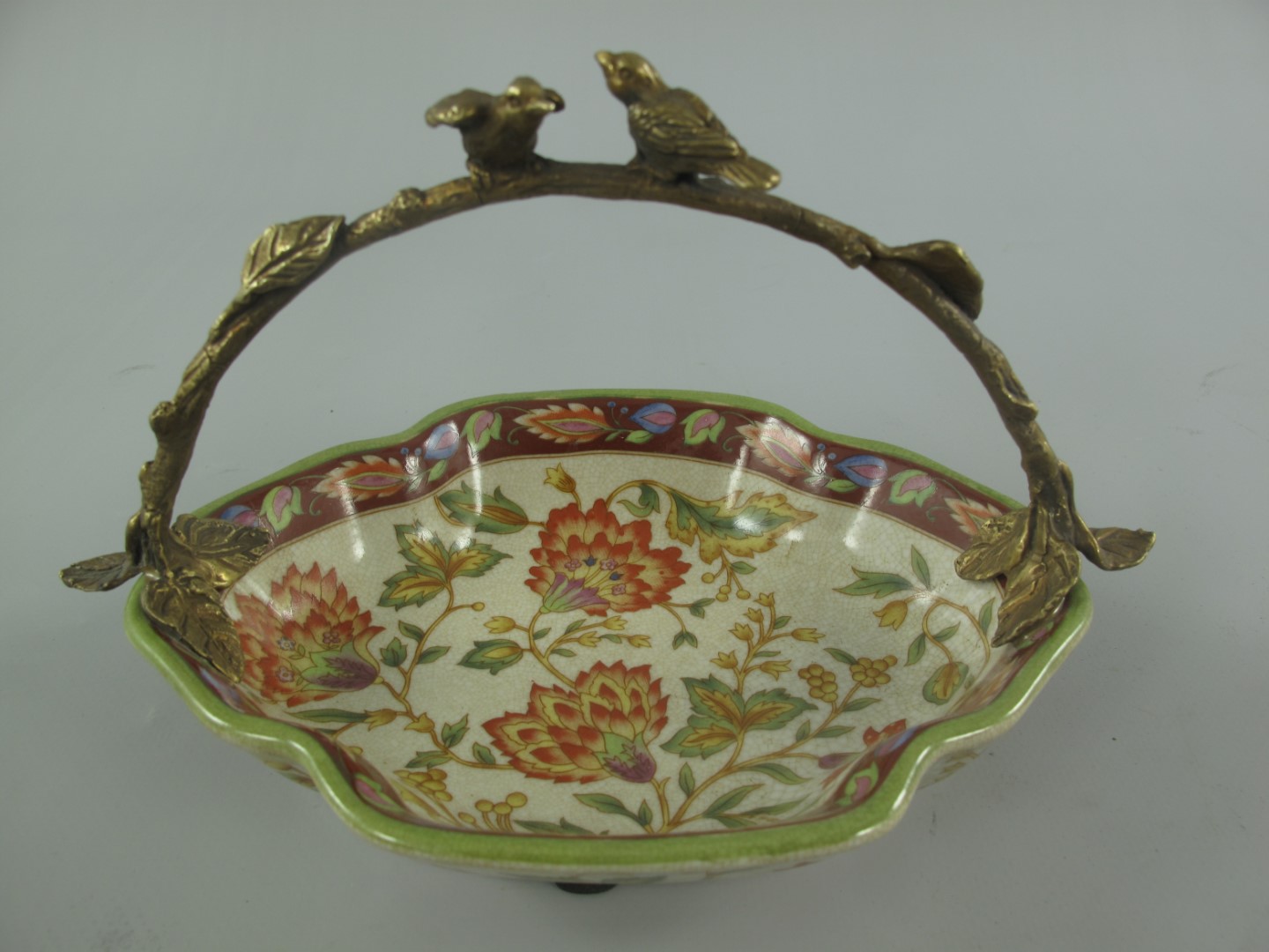 Schale FARBIG!! Porzellan/Messing L.20x13x13cm