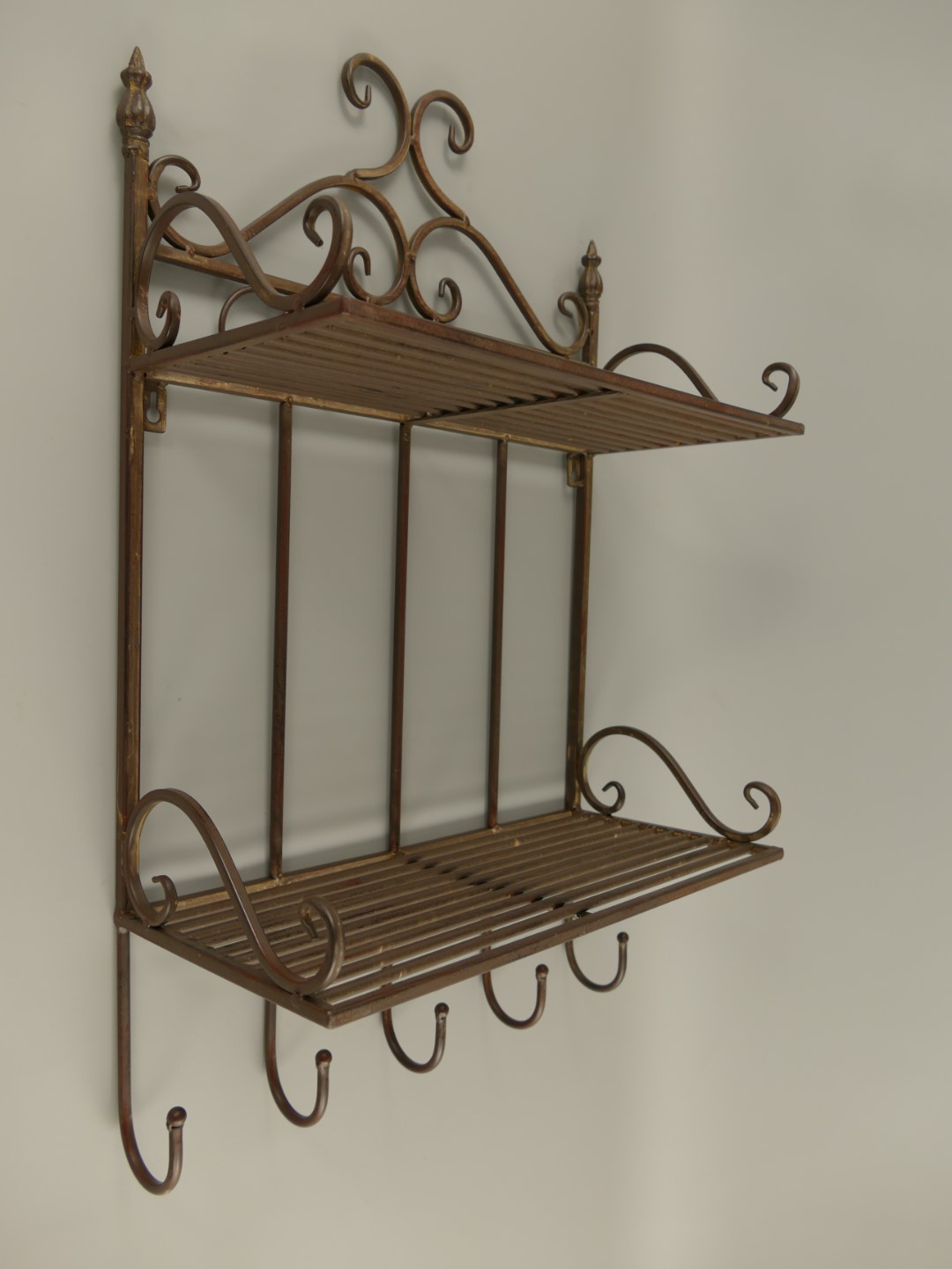 Wandhaken 2-ablagen Eisen RÖSTIG farbig L.42x68cm