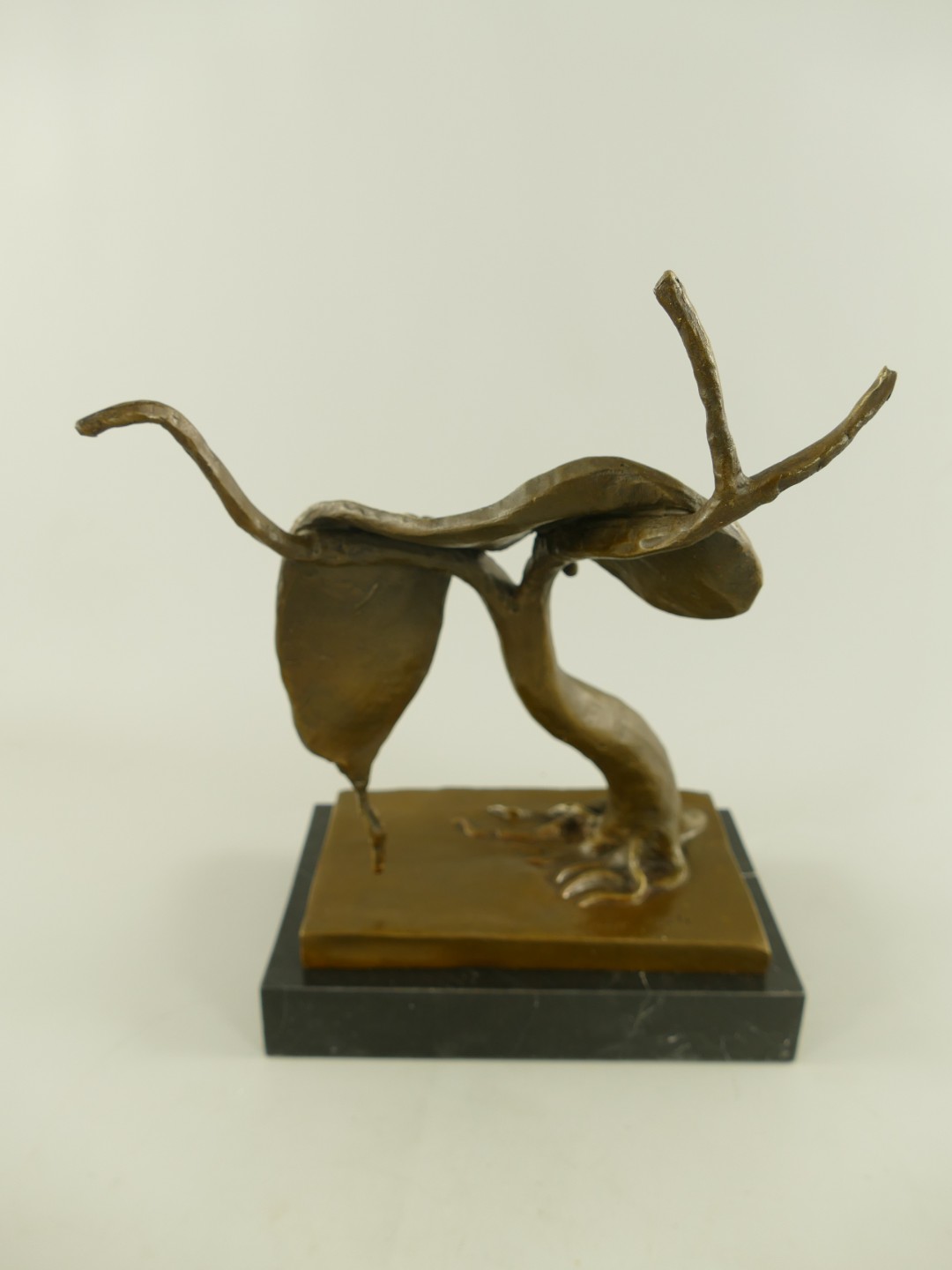 Figur Bronze fließende Uhren Baum H.35cm