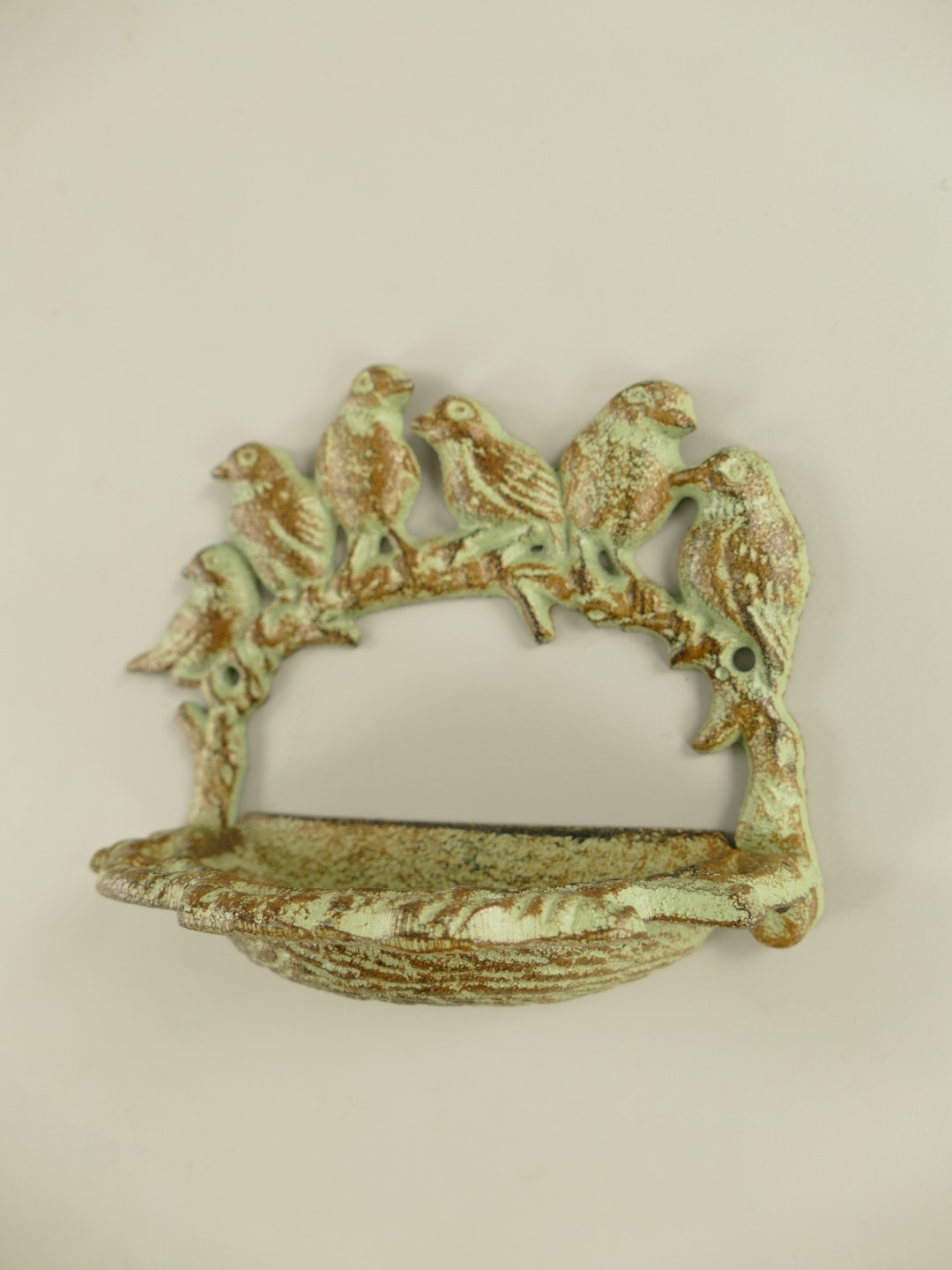 Vogeltränke Gußeisen Wand farbig L.18cm