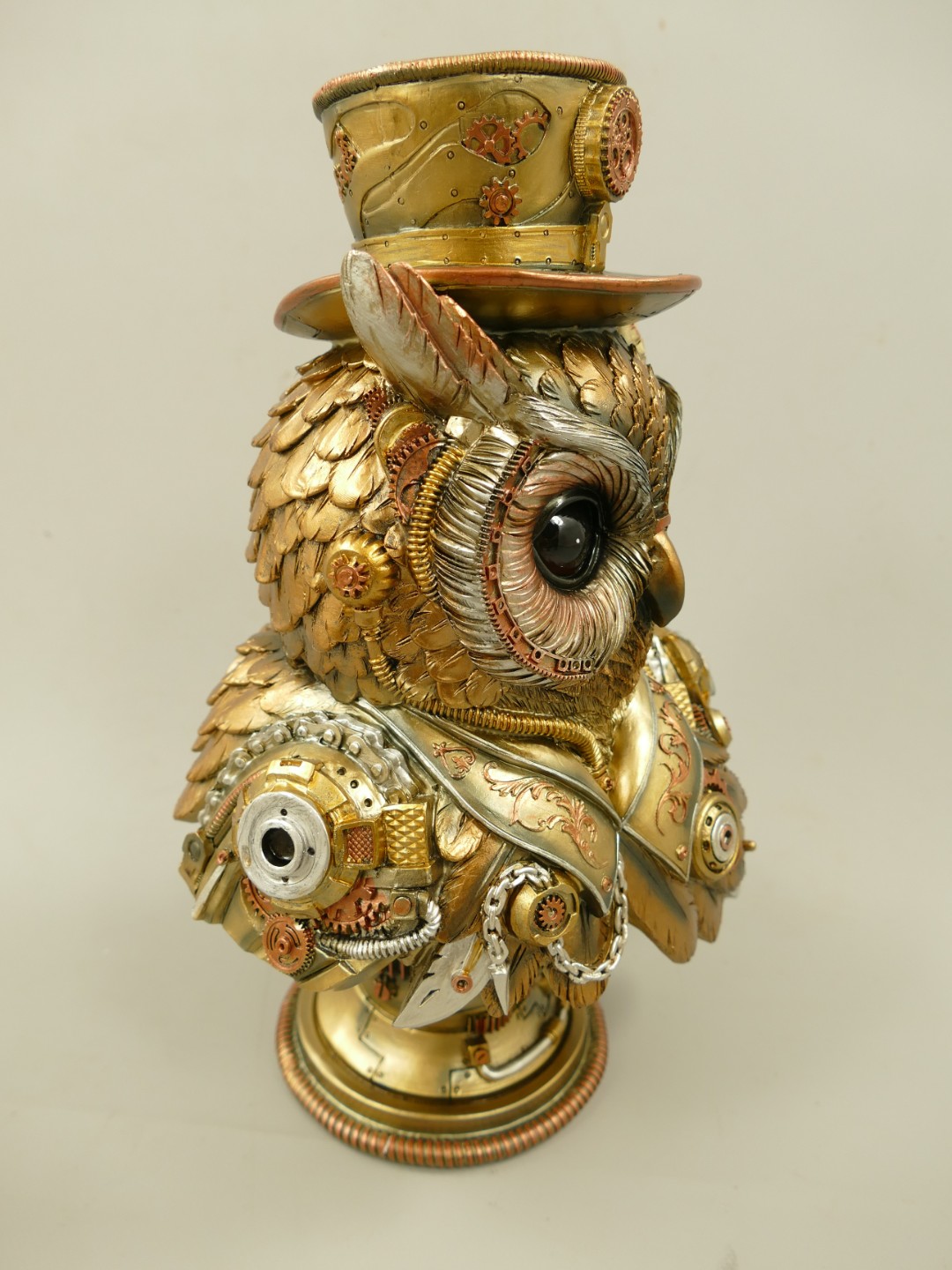 Figur Polystein Steampunk Eule farbig H.35cm
