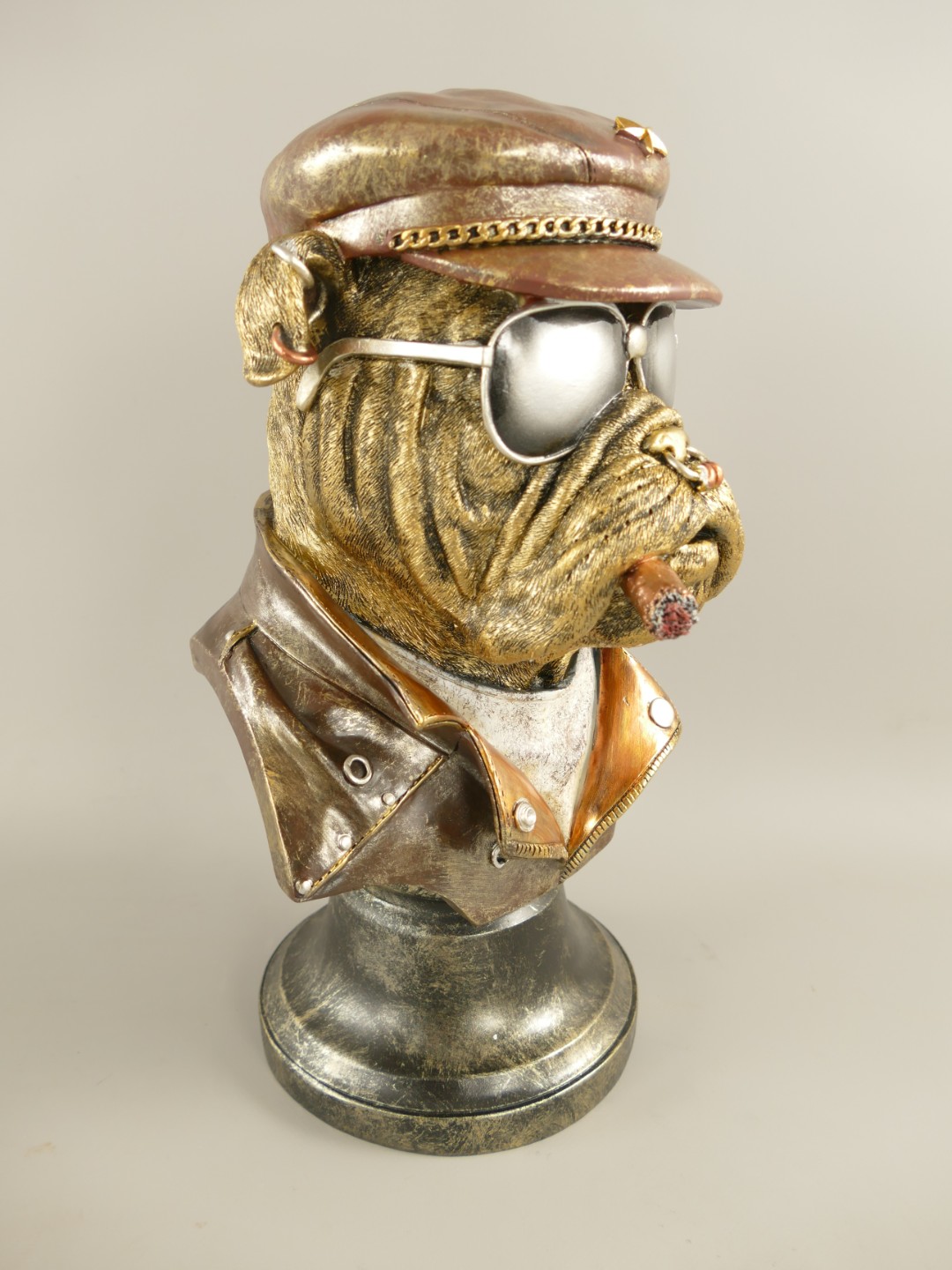 Figur Polystein Steampunk Hund farbig H.34x20cm