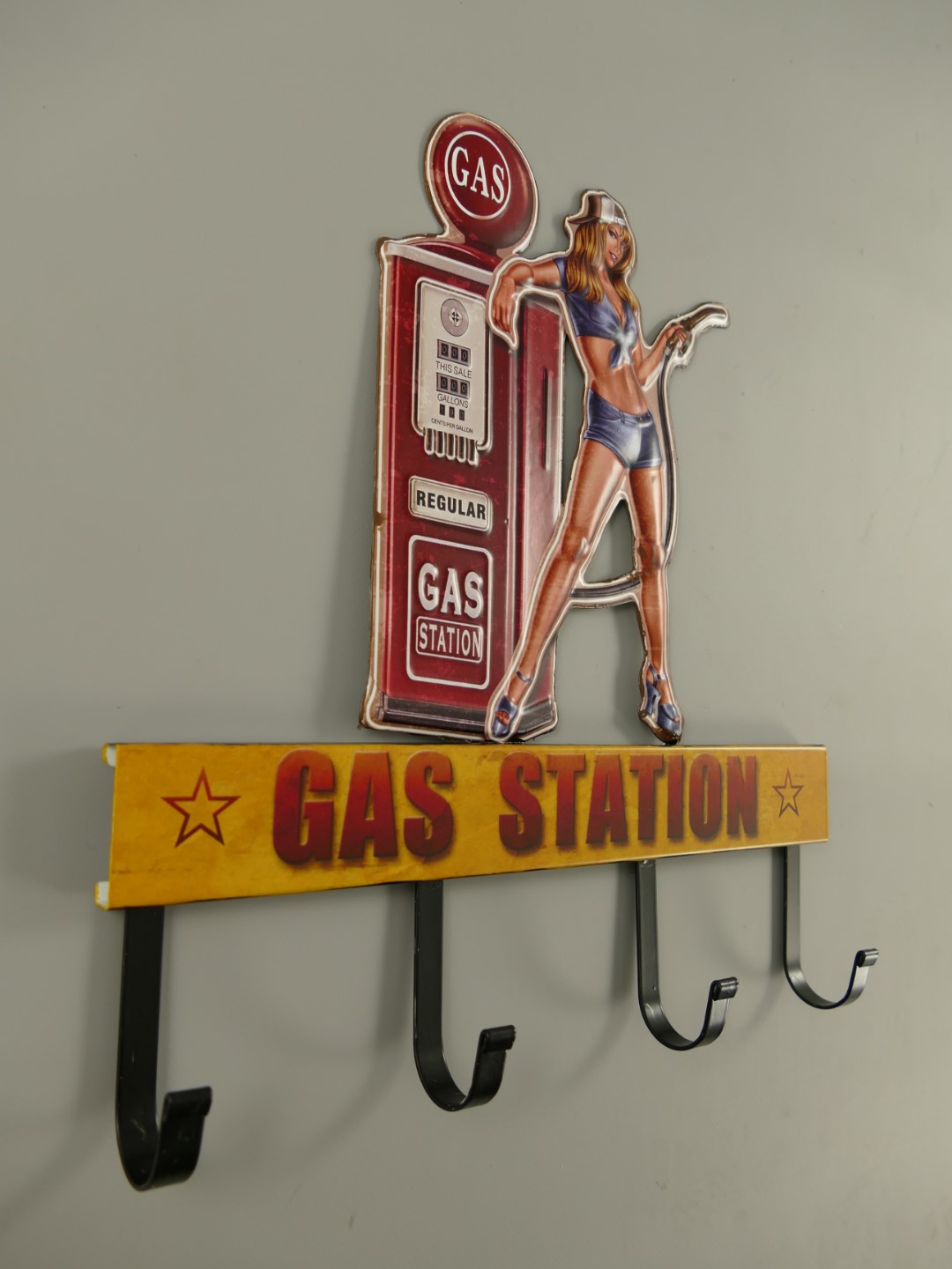 Wandhaken(Gestanzt) Eisen Gas Station H.32x31cm